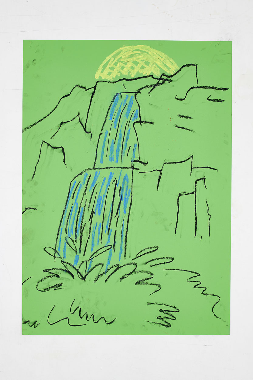 Waterfall, 2018. charcoal and pastel on paper.95cm x 65cm