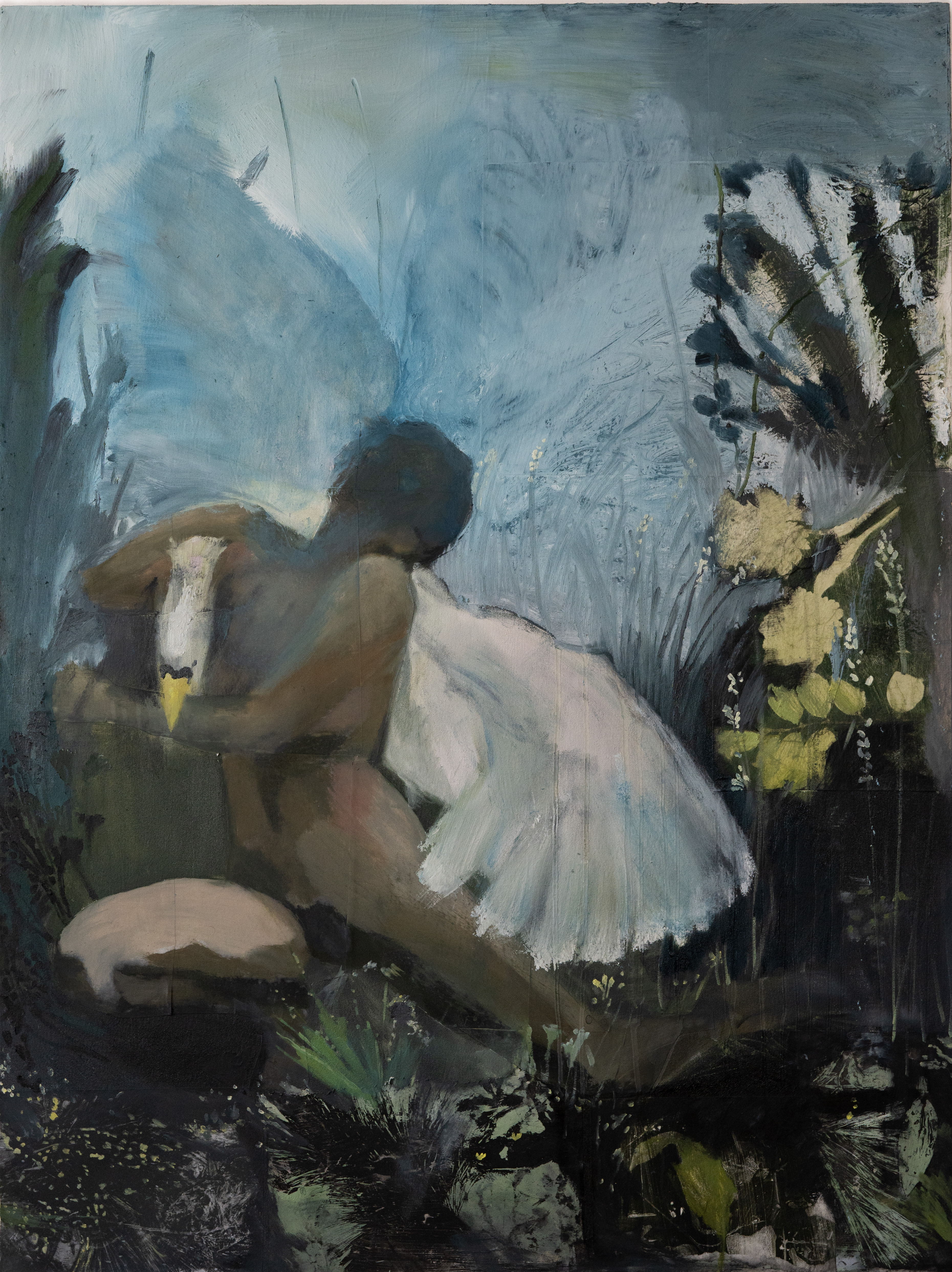 Leda, 36" x 48", oil and collage on canvas 