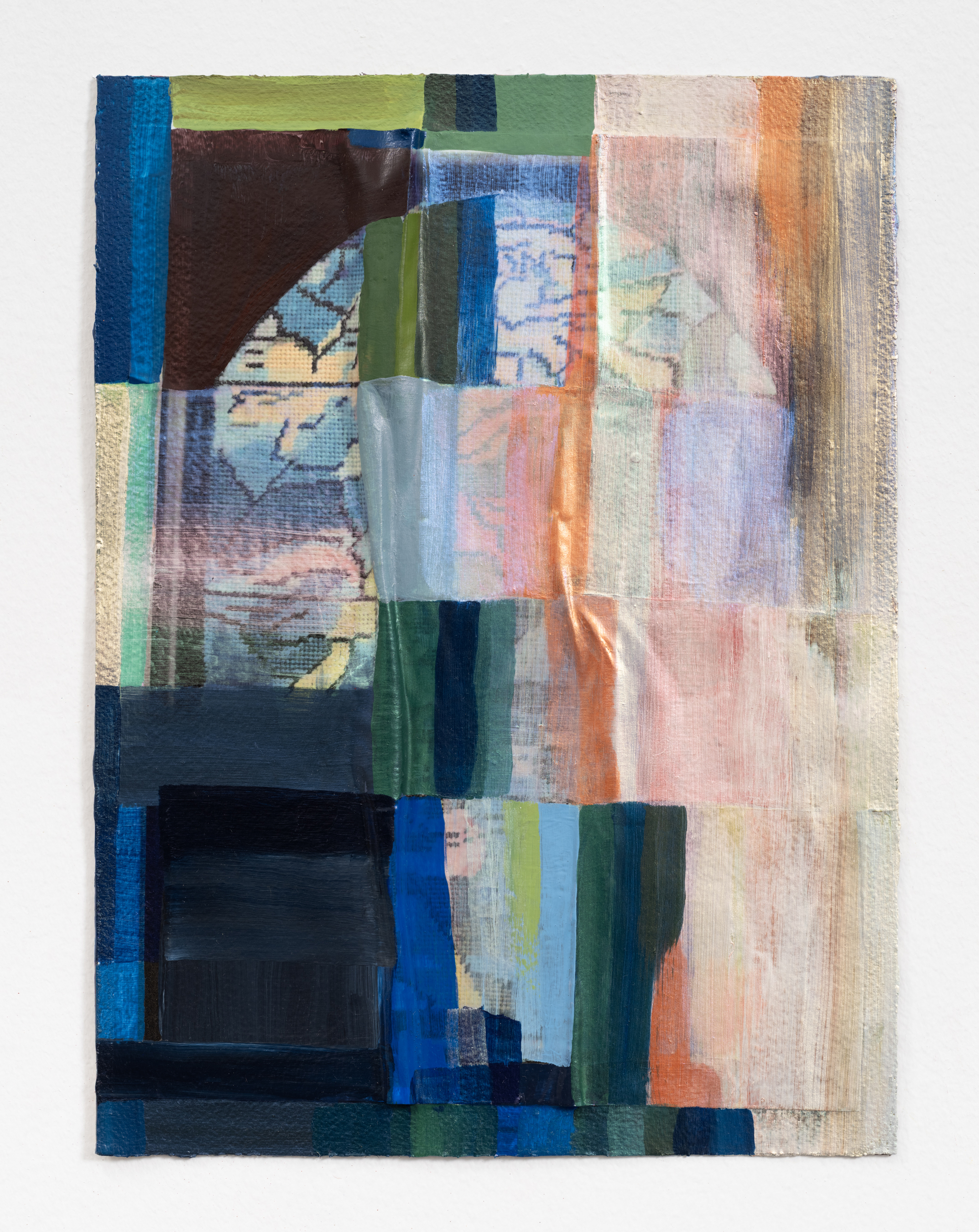 Untitled (Grandma&rsquo;s Embroidered Chagall), 2025, 12 x 9 in, Acrylic on printed photograph on Arches paper