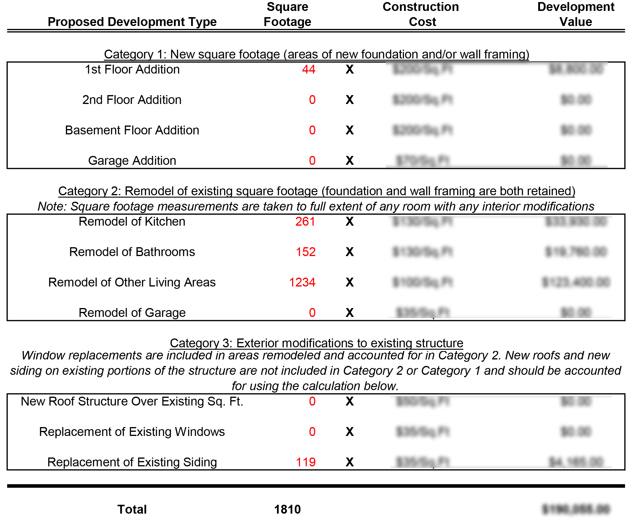 Valuations have been blurred for confidentiality. Note also that these calculations do not reflect that actual value of the property, but are based on a formula provided by the City of Palo Alto