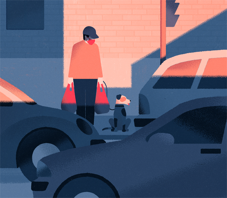 El País pandemic city dog Illustration María Hergueta