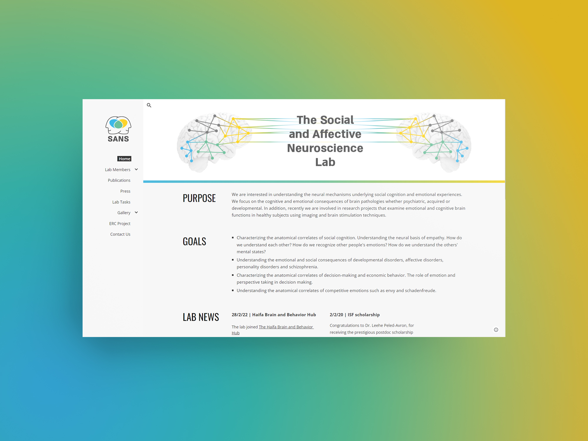 Home page designed with logo and main banner