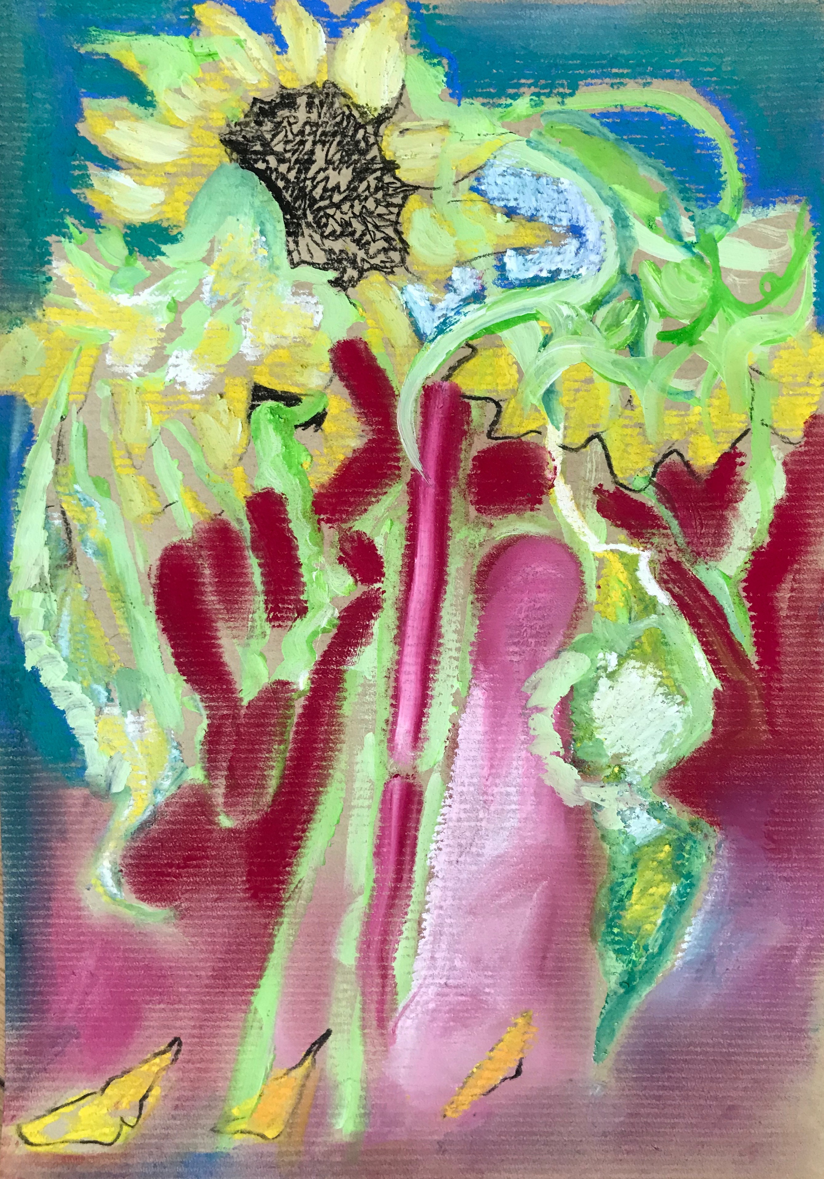 Sunflowers, 2020Pastel and acrylic on paper  11 3/4 x 8 1/4 in. 29.7 x 21 cm