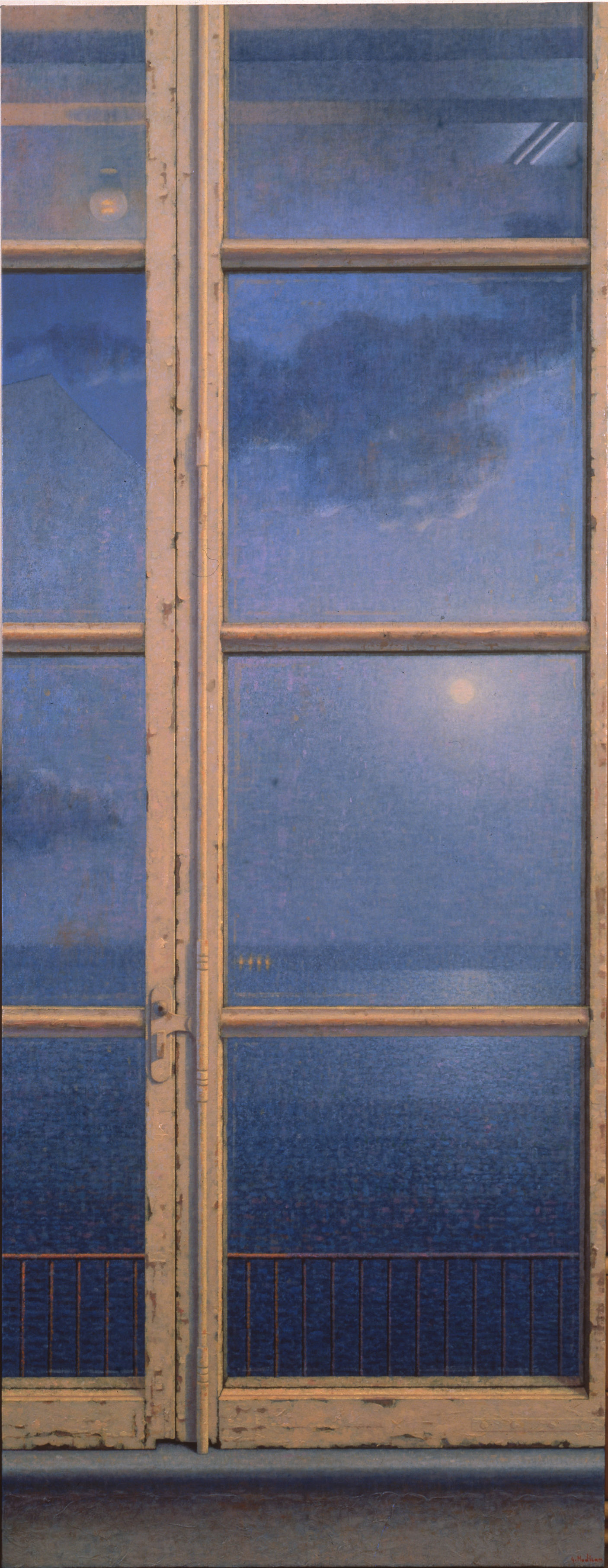 Luci della notte (finestraverticale), 1999, olio su tela, 195x75