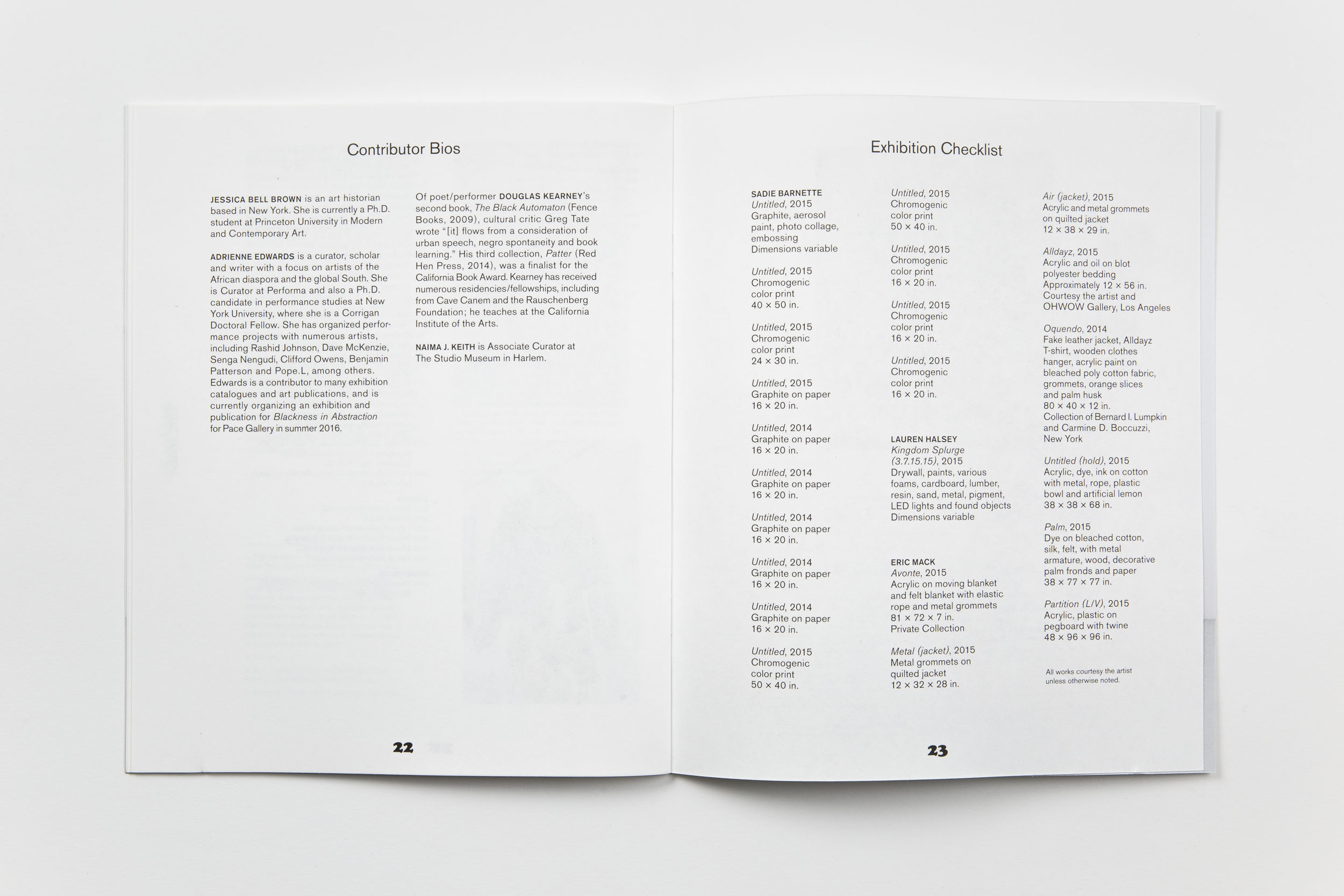 Artist In Residence Brochure For The Studio Museum In Harlem 2014–15 