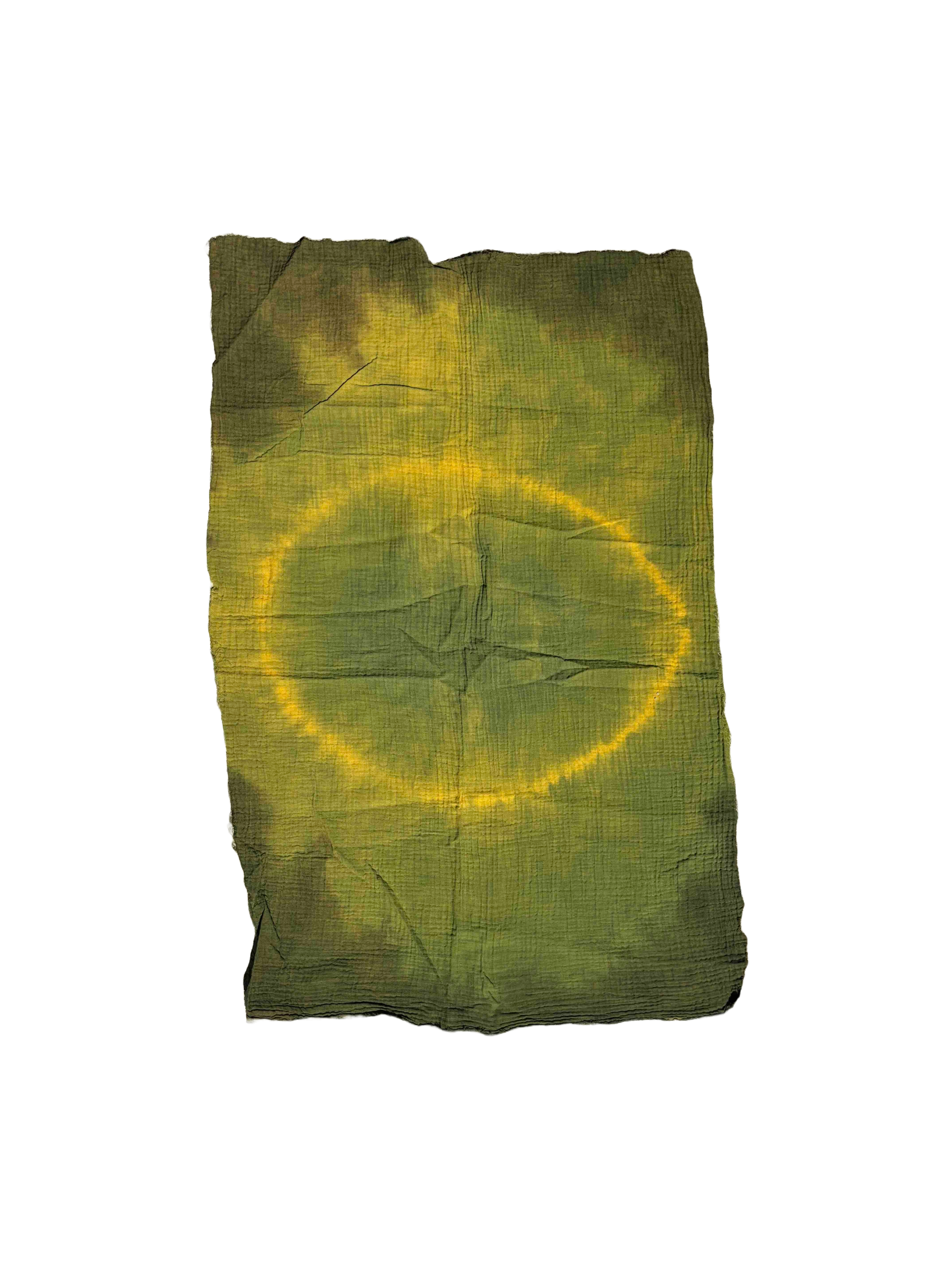 pre-synthetic yellow dyed linen in indigo