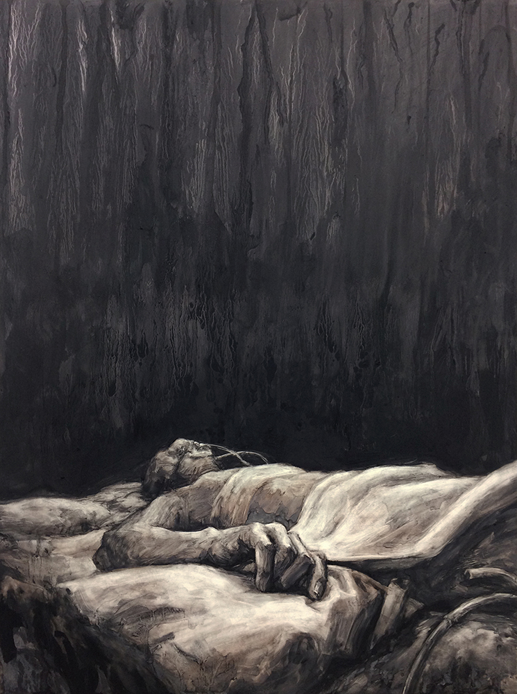 Compassion: To Suffer with Another, 2020 24"x18", charcoal, conté, graphite, & ink on panel