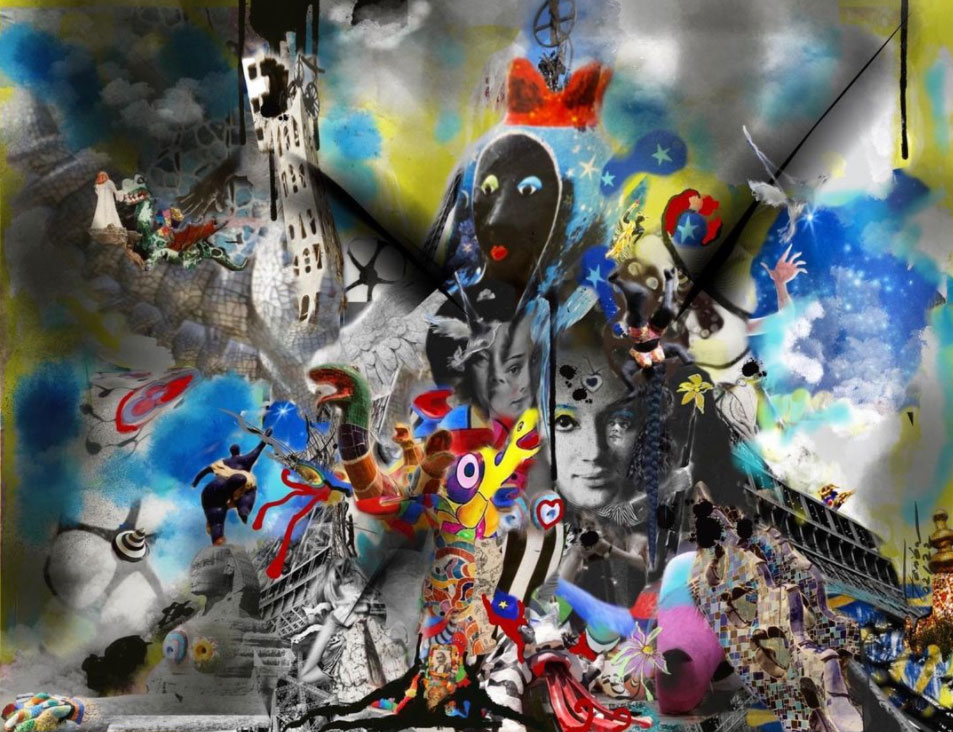 Niki de Saint Phalle was a French-American Artist (1930-2002) who started her career as a fashion model, studied theater and acting , and then finally created art to overcome her painful past and mental crisis. Niki‘s provocative shooting paintings and round Nana sculptures were powerful expressions of her feminine strength and sexual revolution. The artist‘s deep awareness on topics like aids and mistreatment of people of color made her an advocate for minorities. Niki de Saint Phalle also worked on architectural projects like the Tarot Garden. In my collage I included photos of her Tarot Garden from my visit prior to its official opening to public. I am very grateful that Niki de Saint Phalle gave me the permission to see it, which was unforgettable and incredibly inspiring to me. In my opinion her strength was to transform pain to joy. It was a key to her absolute authentic beautiful artwork which touched so many souls. Also, I chose blue and yellow as main colors, because my heart goes out to the people of 🇺🇦 [Fariba]