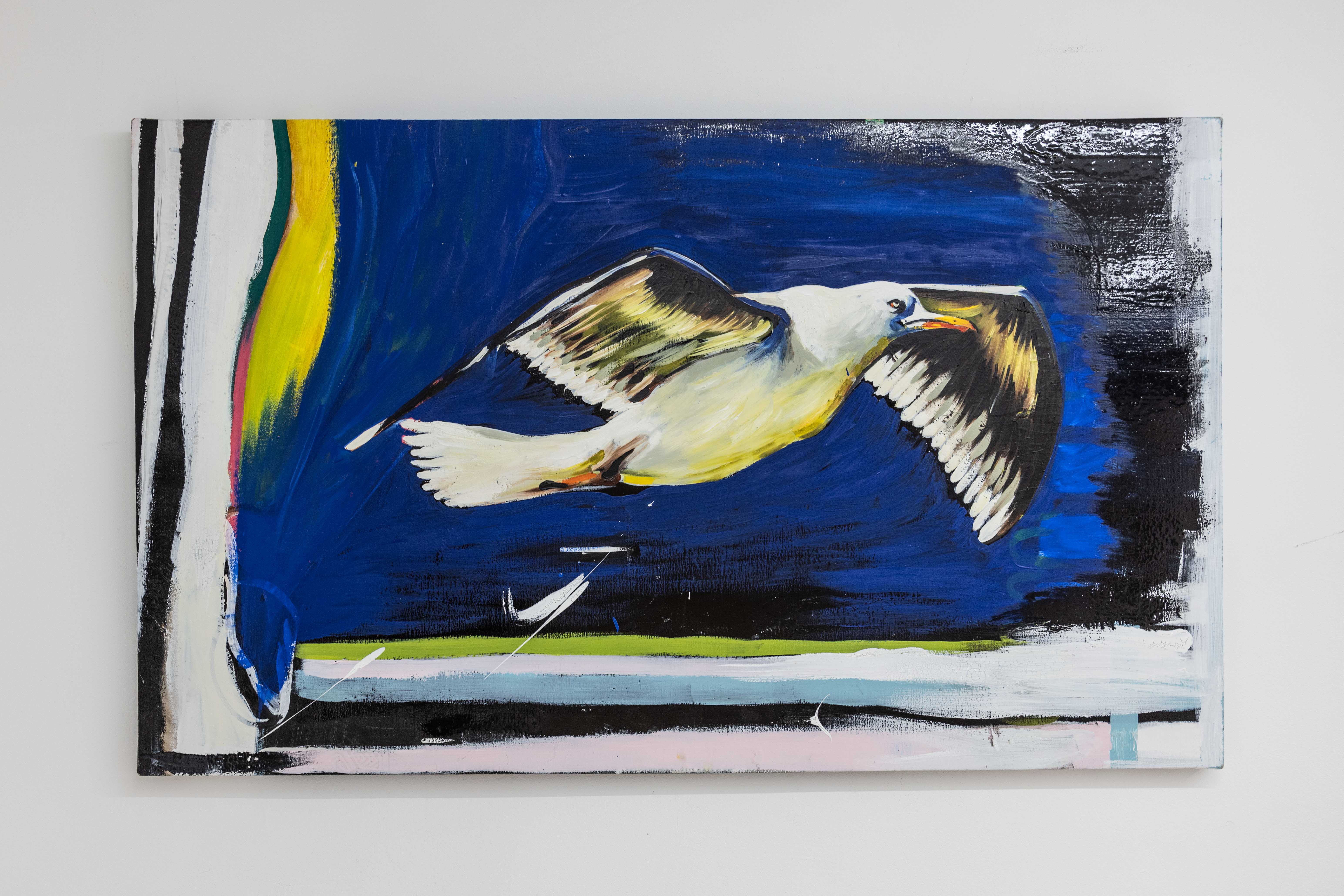 Louise Delanghe, Escape from everyday, 2023 60x100 cm, oil, lacquer on canvas