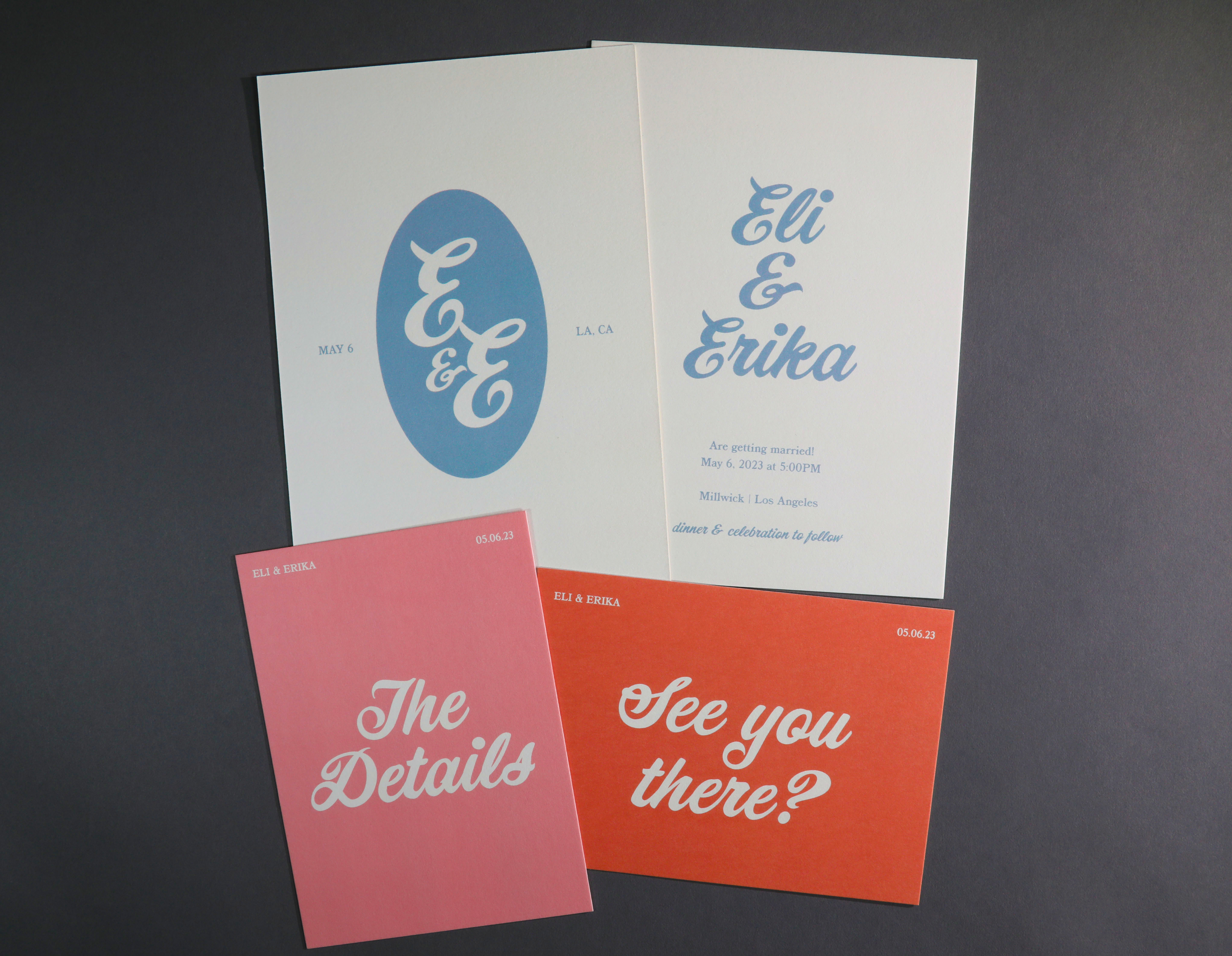 Eli & Erika wedding invitation Digital print on Mohawk eggshell white cover