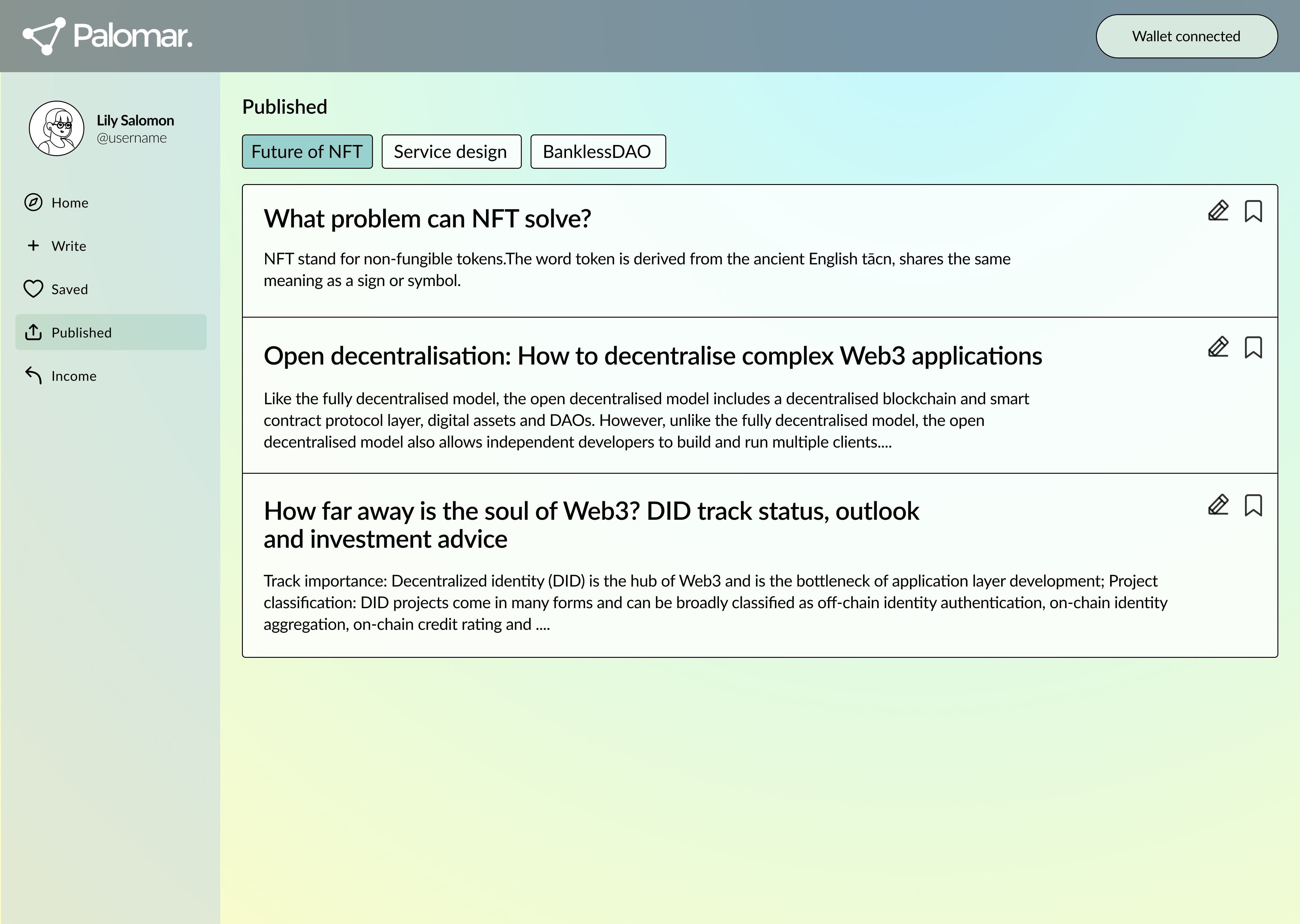 When creators check their published articles, they will be able to find their published work easily by navigating through tags.