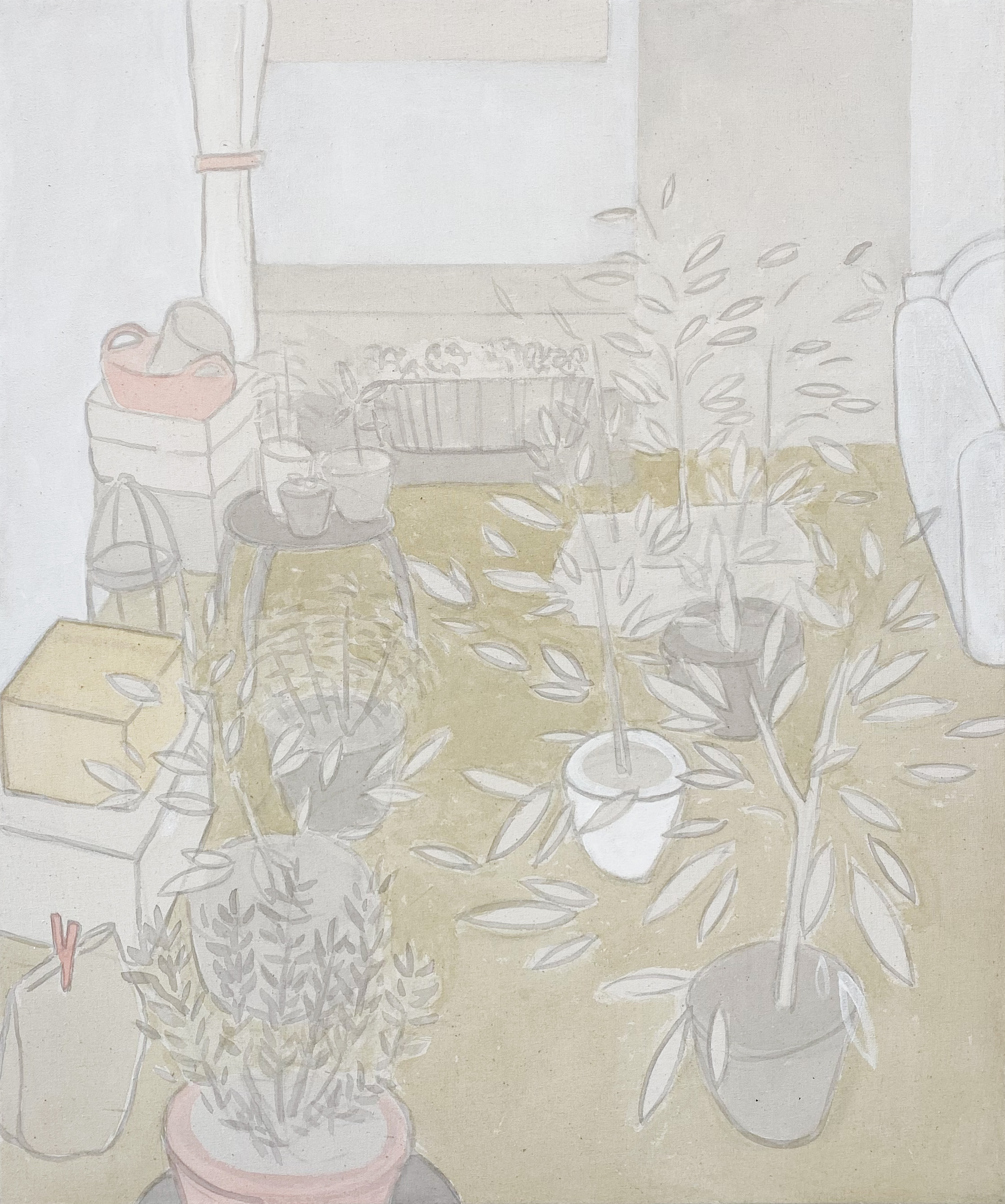 Green room, Gouache, acrylic on canvas, 50 x 60 cm, 2023