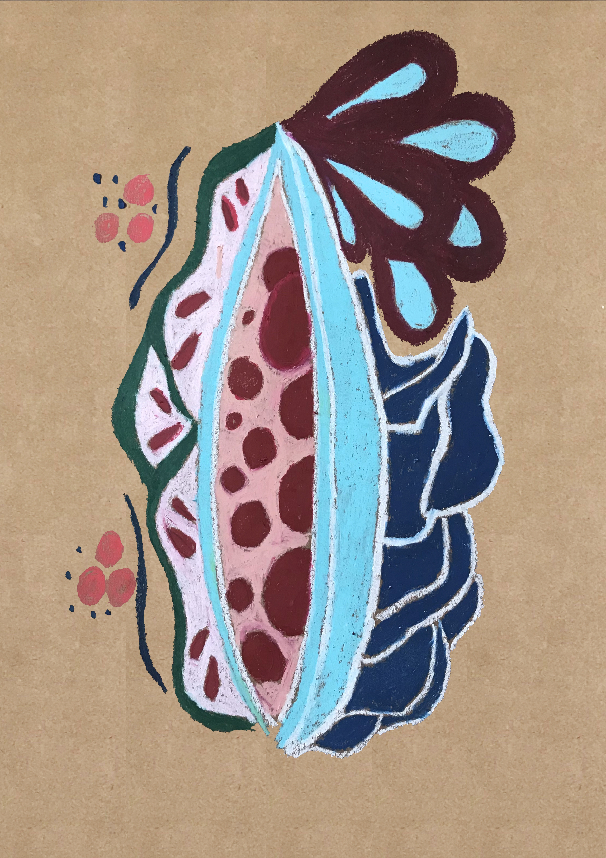Naturephilosophie VI - Charcoal, Watercolor, Gouache, Oil Pastels, Ink and Pencil on Paper 70 x 100 cm