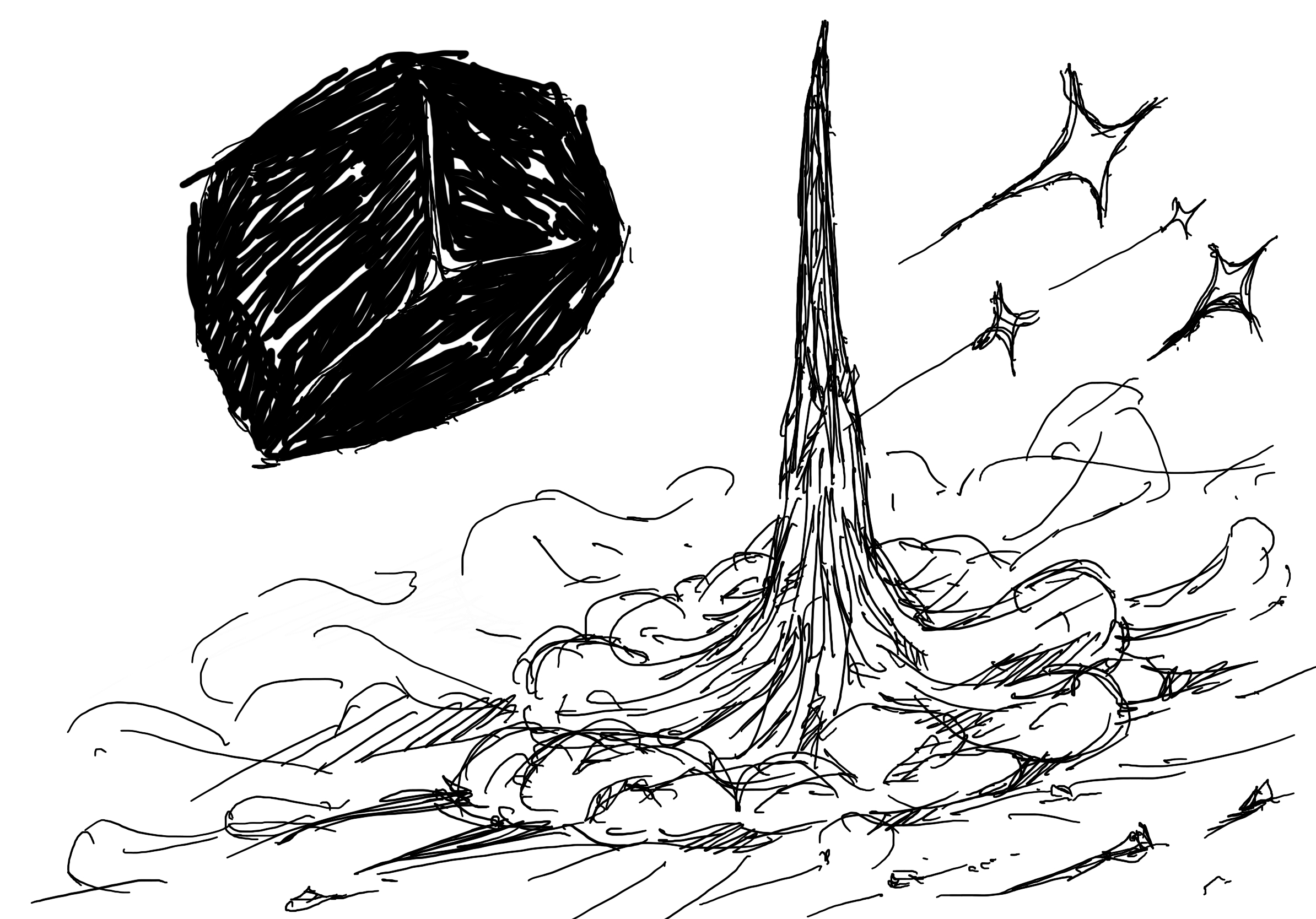 뾰족한 것과 뭉쳐있는 것 Horns and lumps_digital drawing_2023