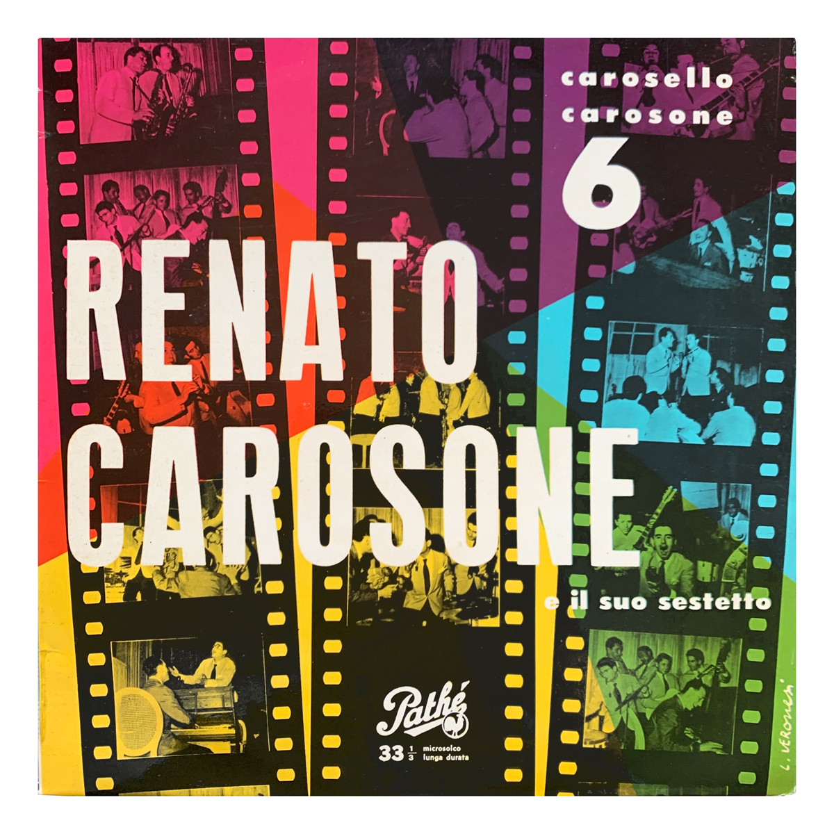Pathé (Italy) 33 QAT 6016 Various Renato Carosone e il suo Sestetto Design: Luigi Veronesi (credited)