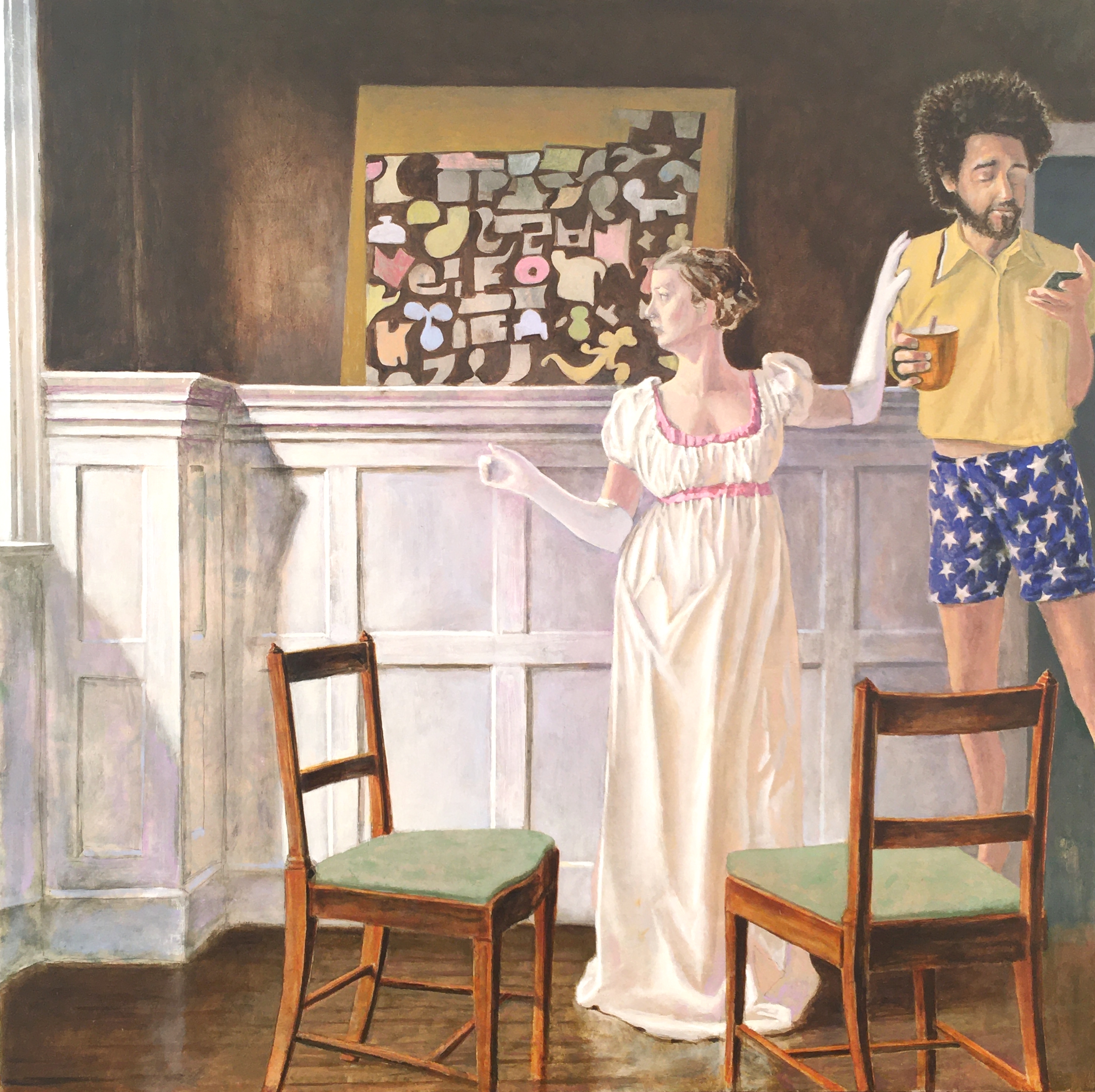 Grand millennial polemic, oil on panel, 24 x 24 in