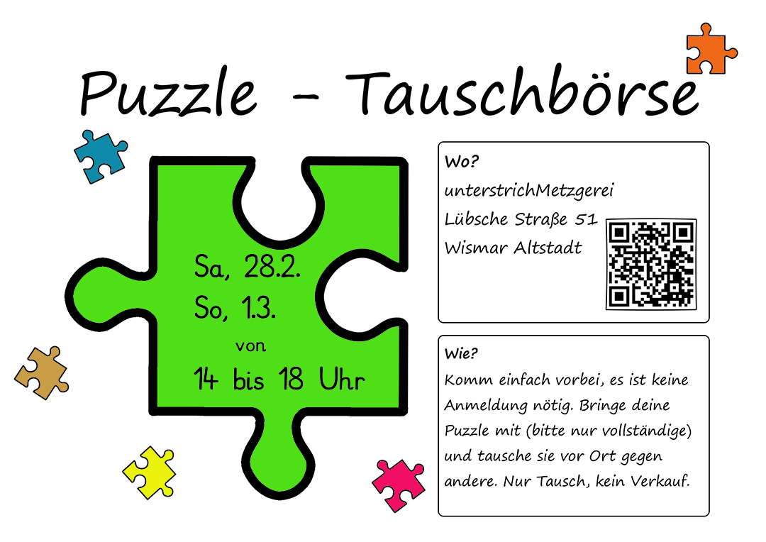 Puzzletauschbörse28.02. + 01.03.14:00 - 18:00 Uhr