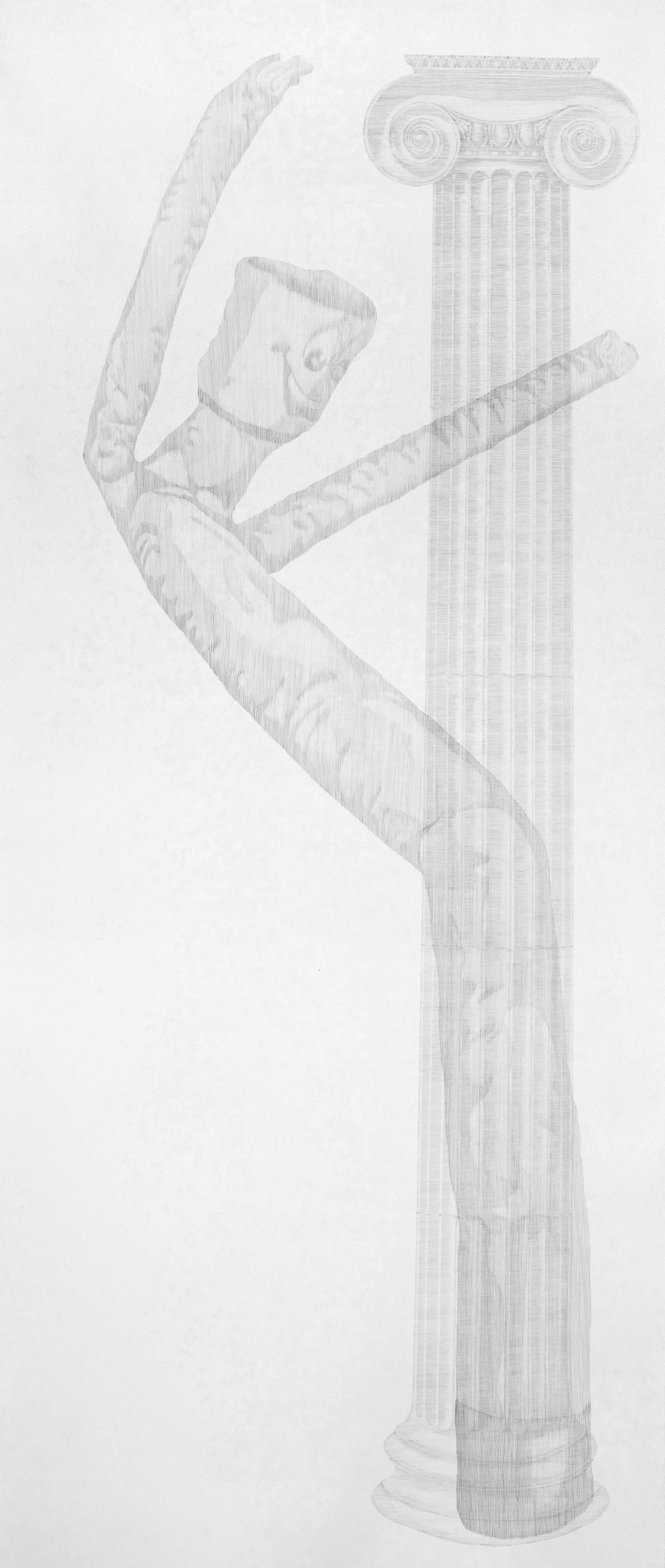 Capital, 2016, graphite on paper, 117 x 50 in