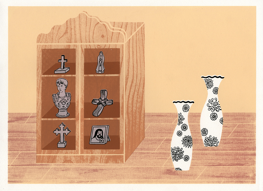 Cabinet and Vases, 2019, 15” x 11”, silkscreen