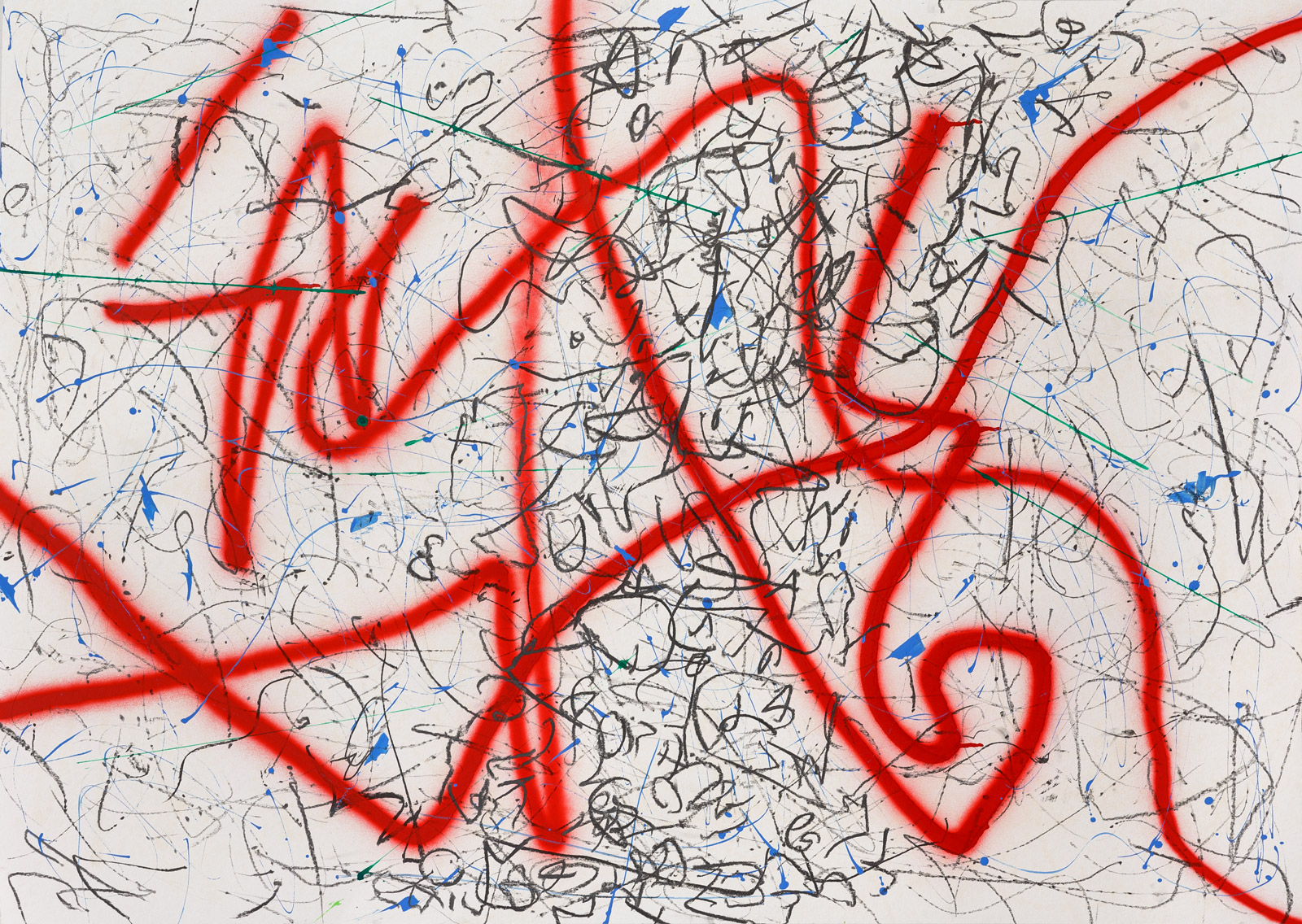 o.T.Sprayfarbe, Graphit auf Papier100 x 140 cm