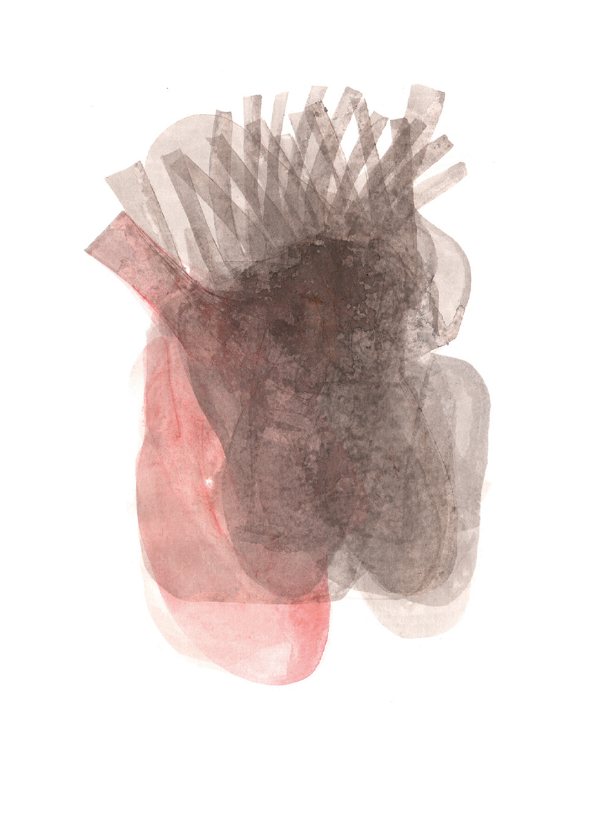 Chest Pulse; #41, 2020, Acrylic Ink on Paper, 36x28 cm.