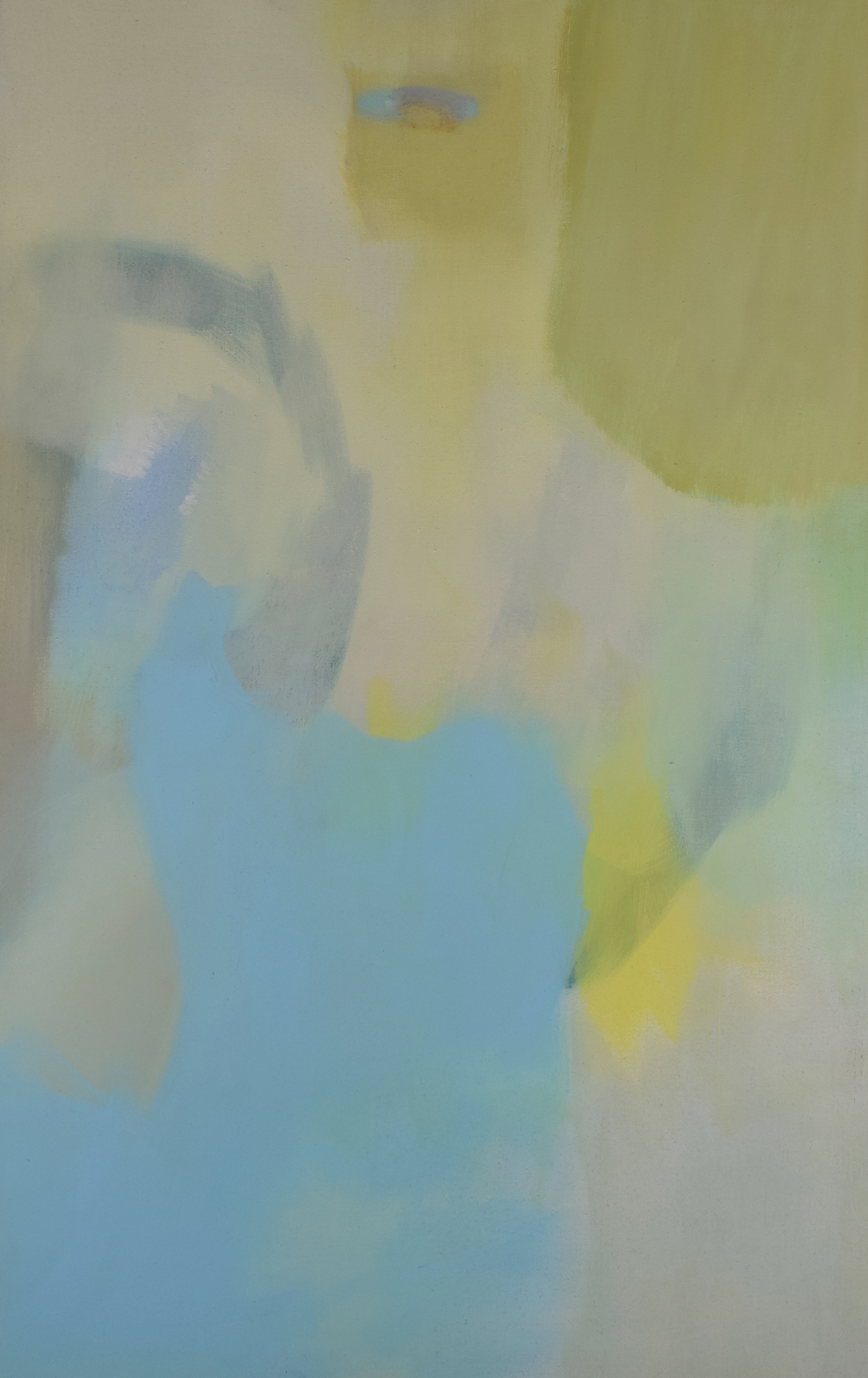 Who is afraid of blue, yellow and green III – 2018, Pigmente auf Segeltuch, 140 x 120 cm