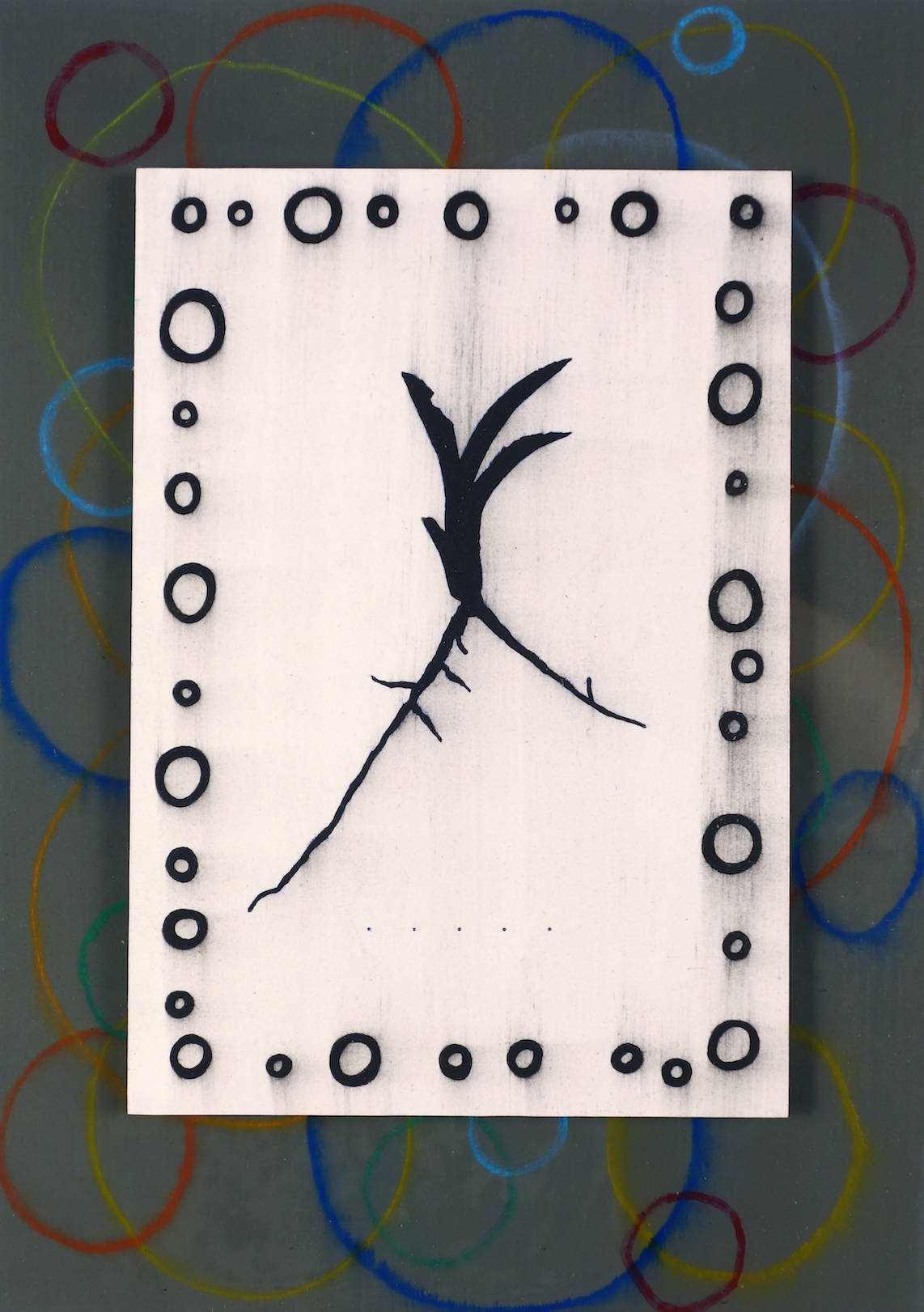 Untitled 2016, acrylic, color pencil and epoxy resin on paper/aluminium, 29.5 x 21 cm