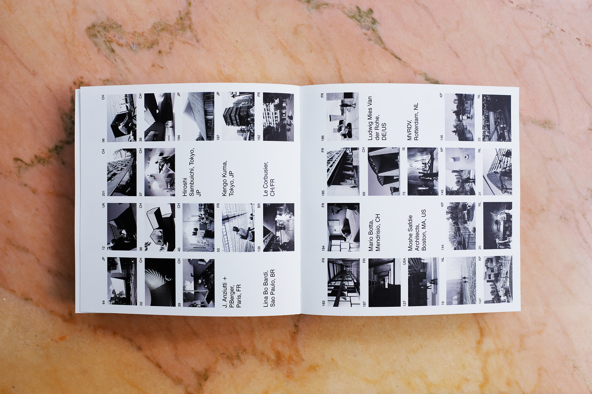Philippe Sarfati-Territories-photography-photographer-street-documentary-architecture-black-and-white-book-design-arvinius-orfeus-kickstarter-inside-layout-white-page-pink-marble-catalogue-by-architects-graphic-design