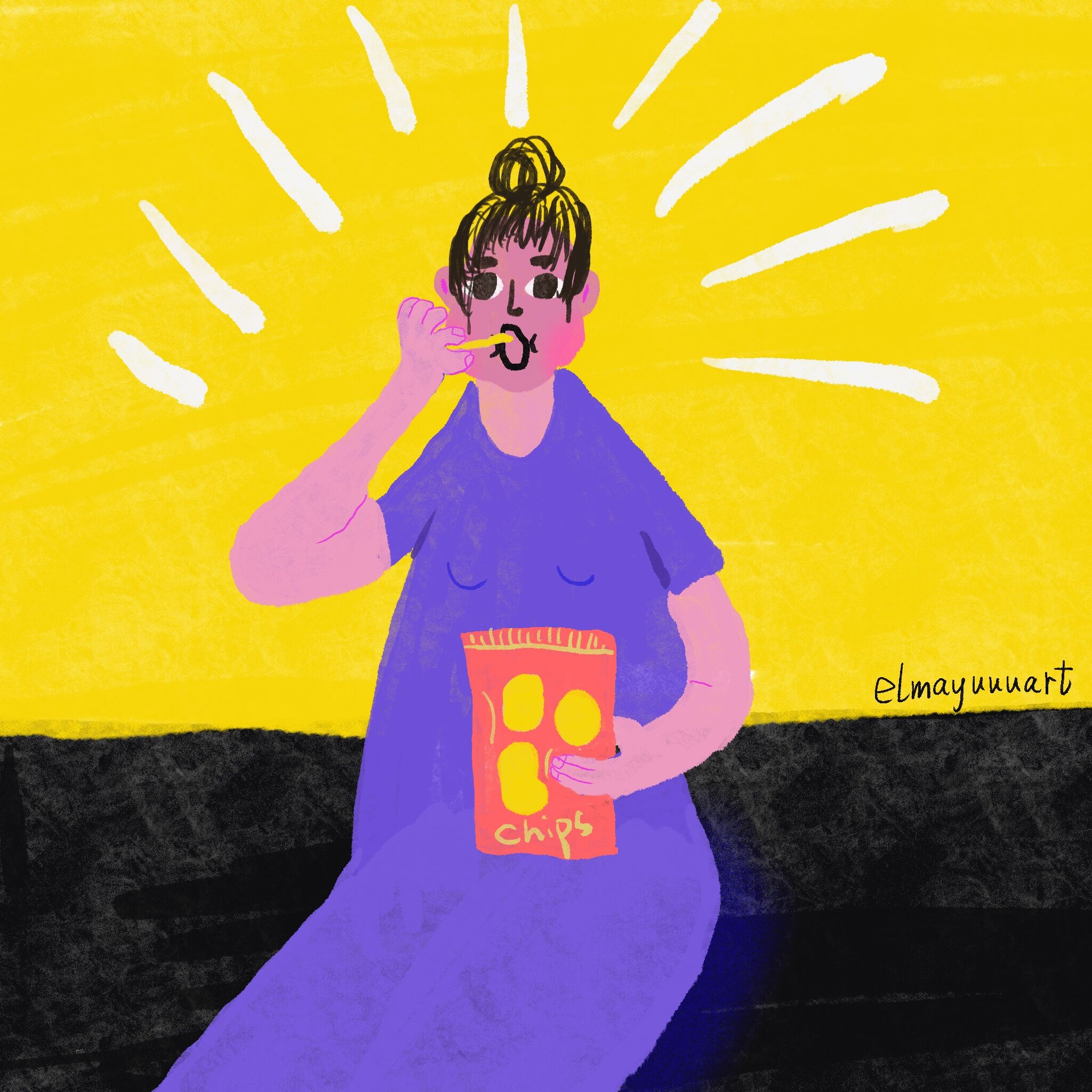 Not exercising as planned, but eating chips……