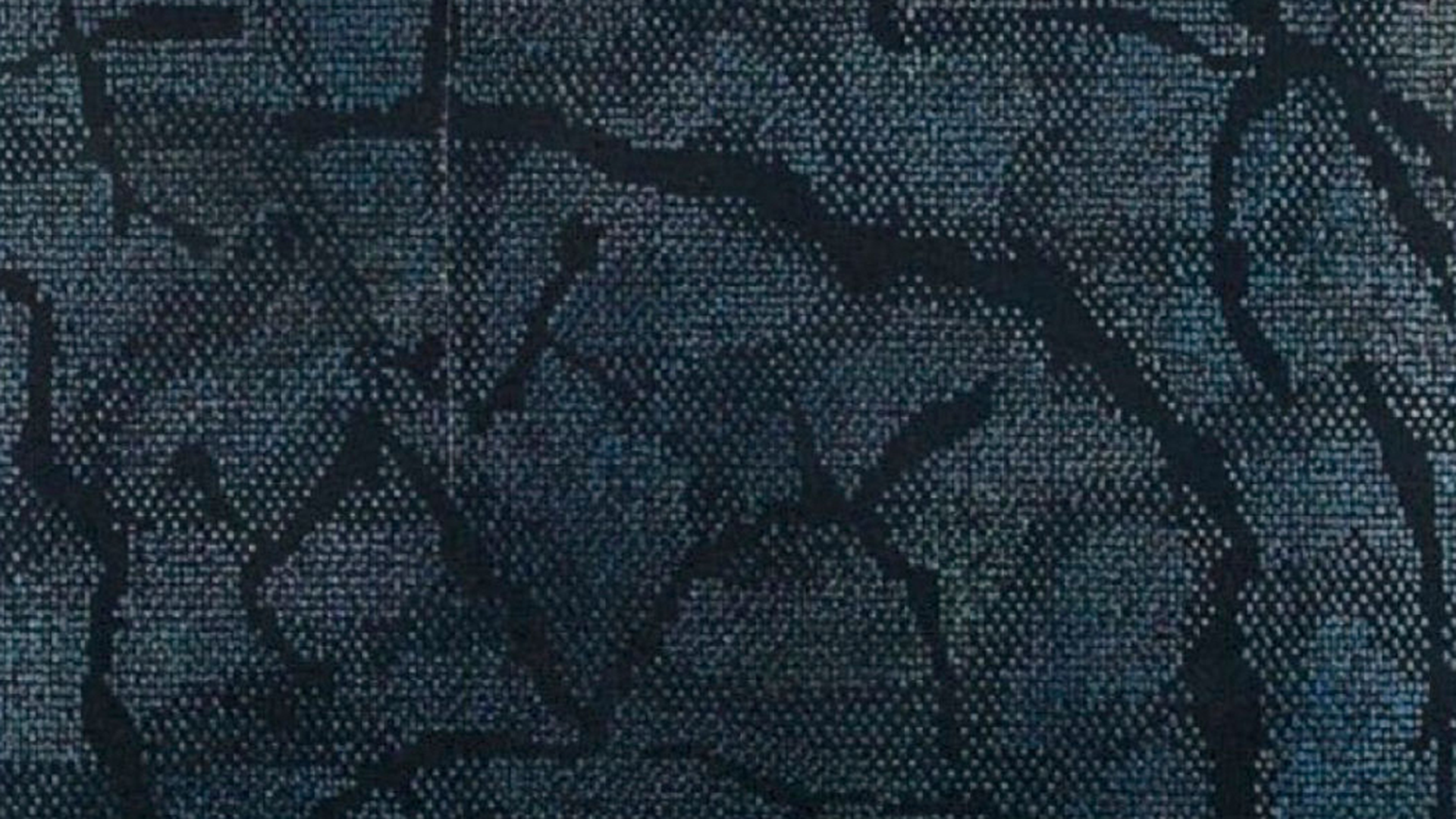 ID: Dark, spidery glyphs on a low-contrast dotted grey background.