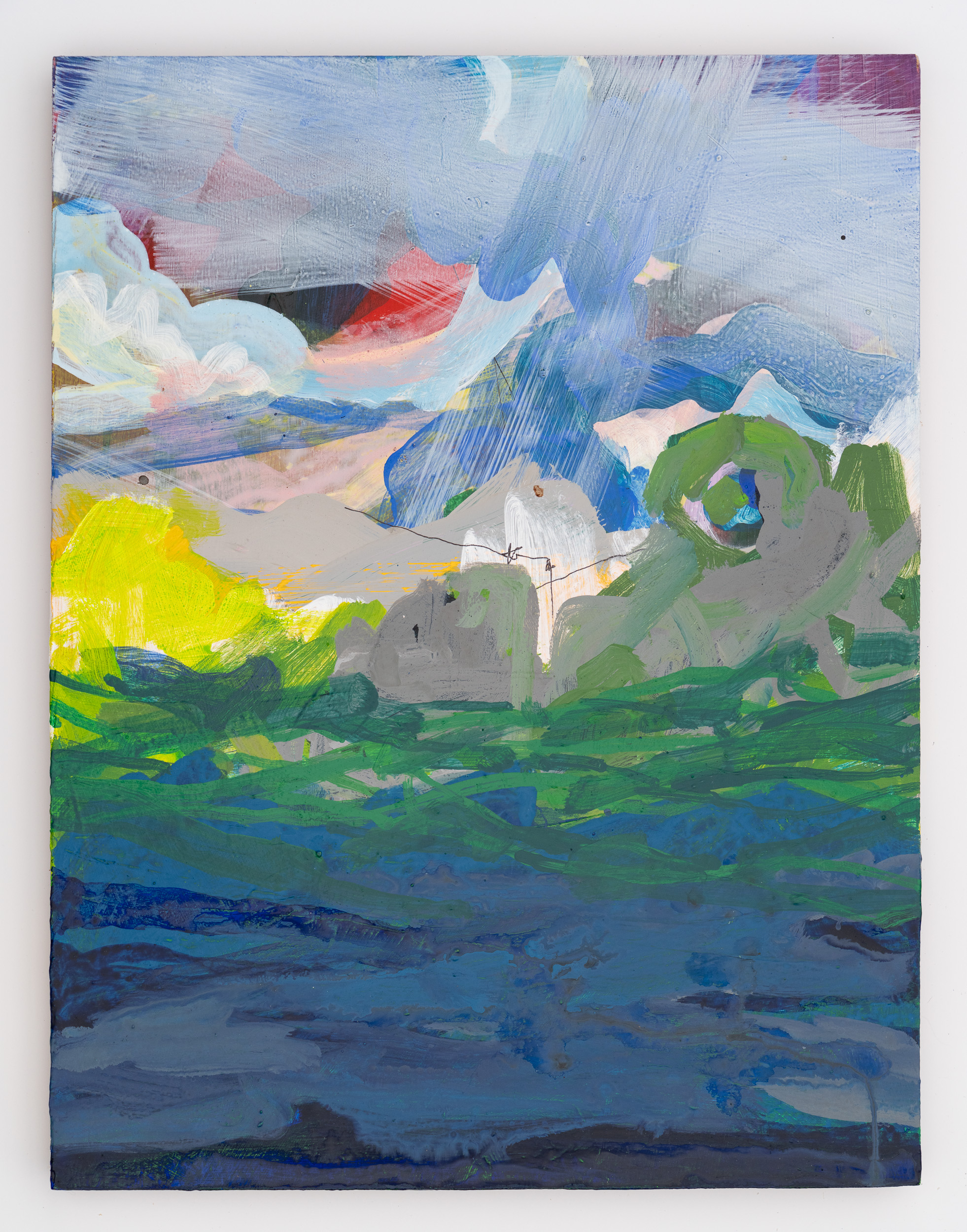 Sea Reach, 2025, acrylic and ink on panel, 17 x 13 inches