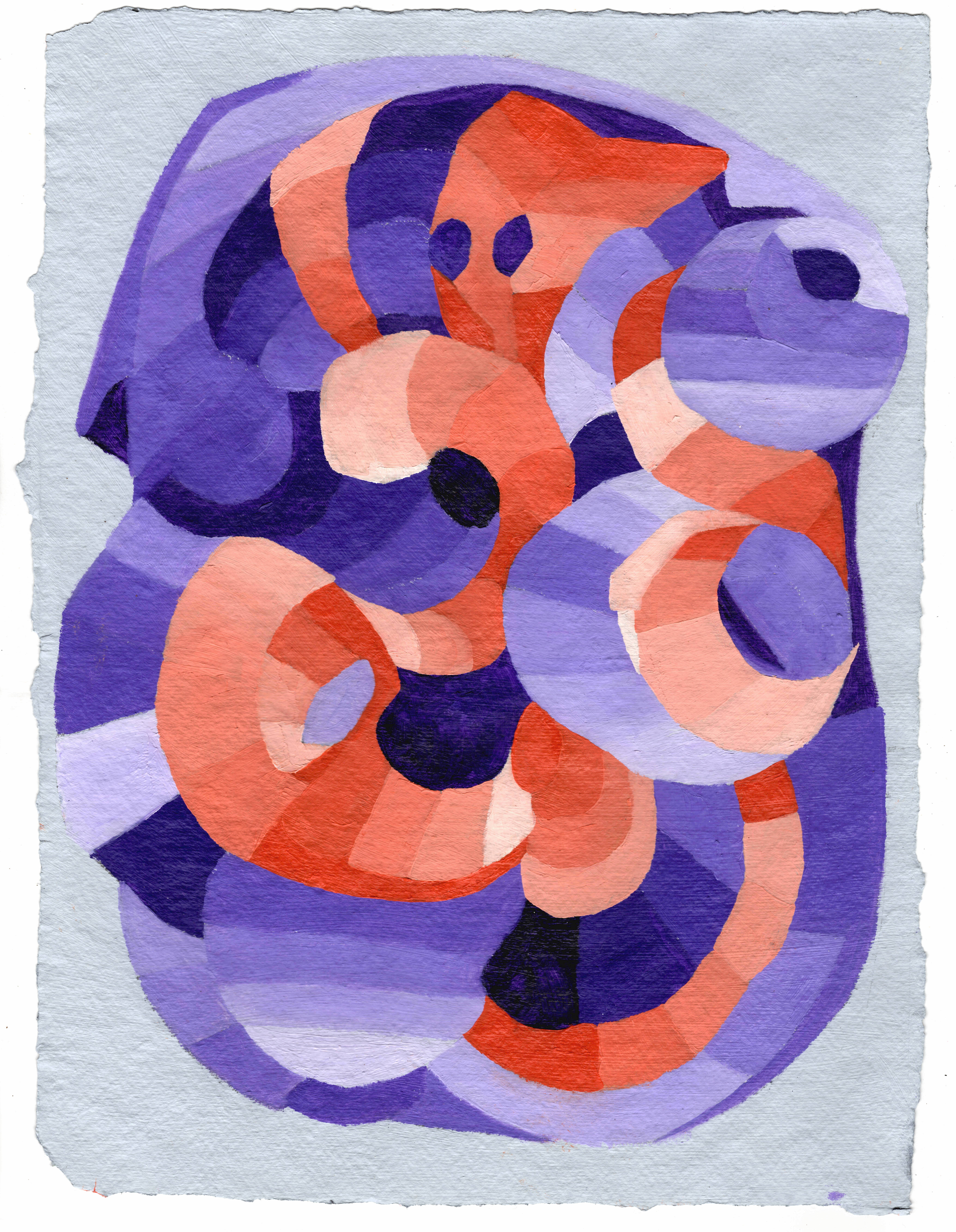 (purple & orange), oil paint on paper, 16"h x 14"w
