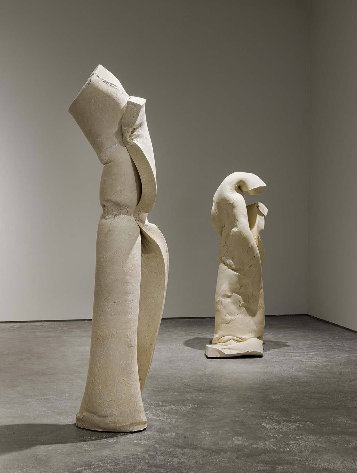 Barb Smith, "Untitled," 2014. Memory Foam and Aqua Resin, steel, 70 x 18 x 20 inches and 65  x 23 x 25 inches. Photo by Etienne Frossard.