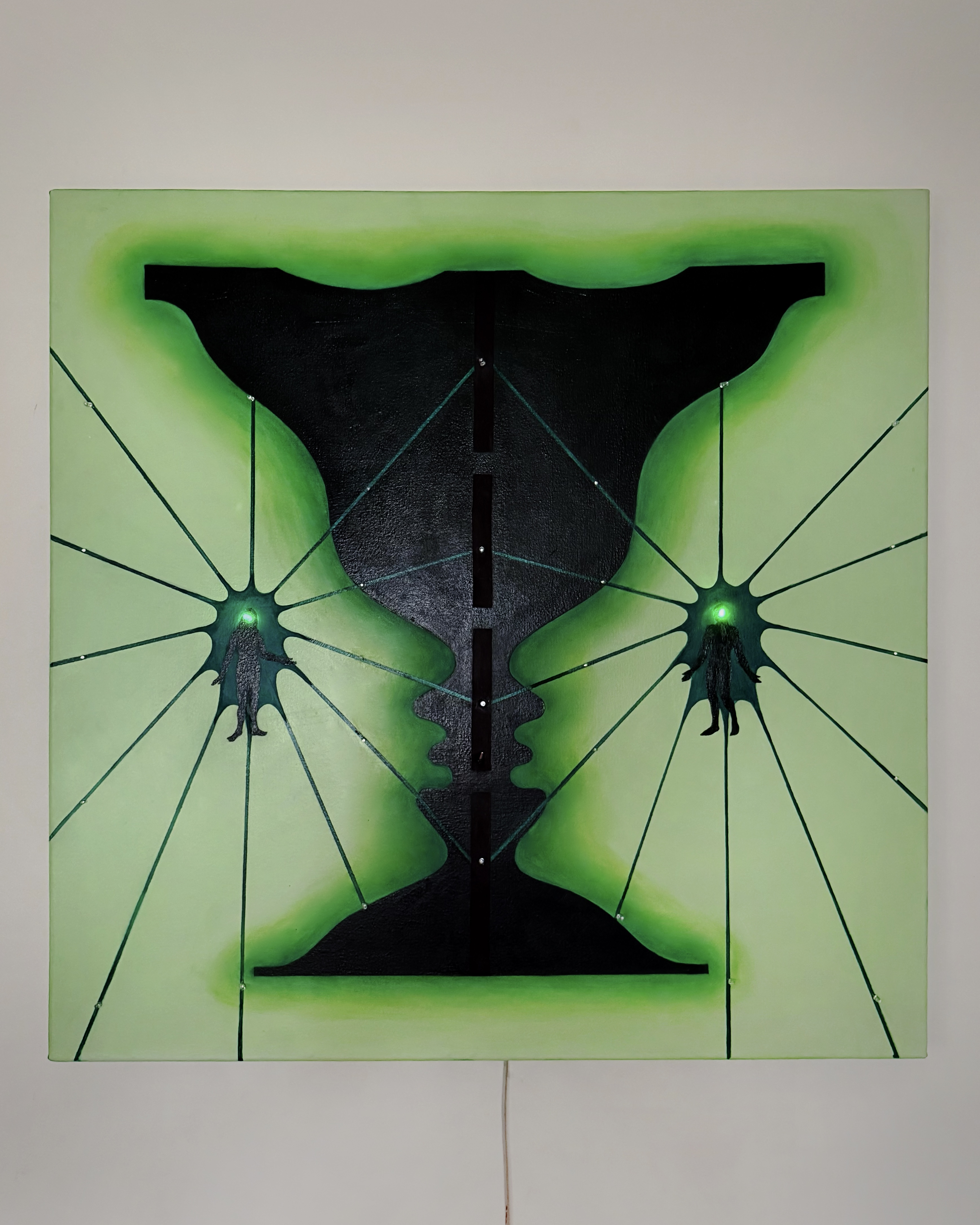 "Lovers" 36" x 36", 2025 | Activated by kiss (and touch)