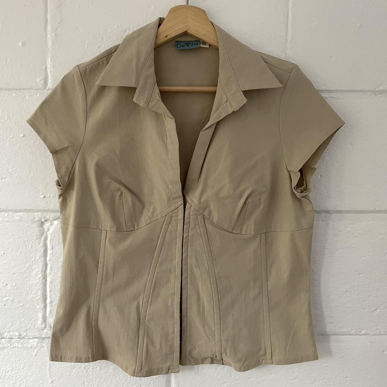 90s Nude Collared Top - 𝓈𝑜𝓁𝒹