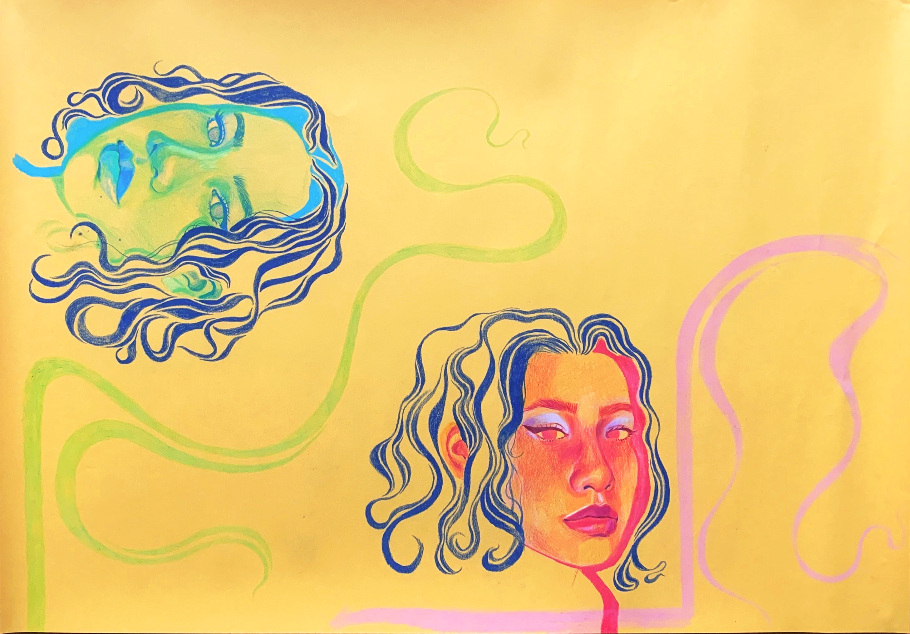 thinking space, colored pencil on paper, 13" x 19" (2019)