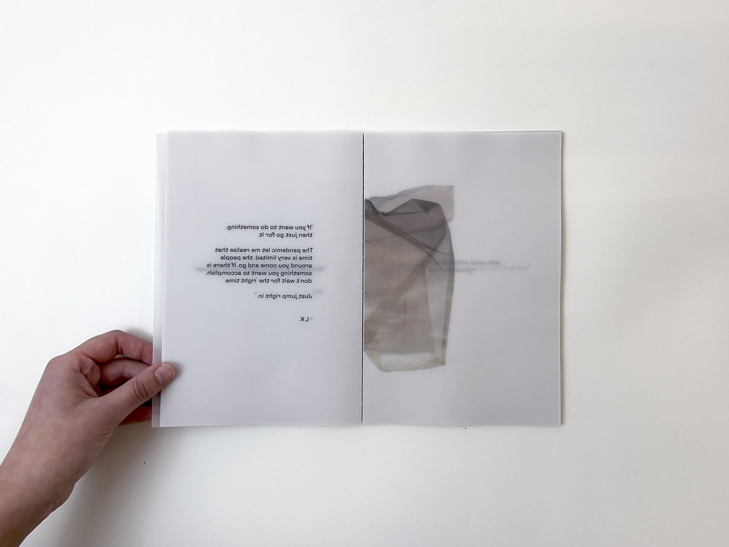 Punctuation Patterns (spread)Vellum, 5.9&rdquo; x 8.5&rdquo;, 2022