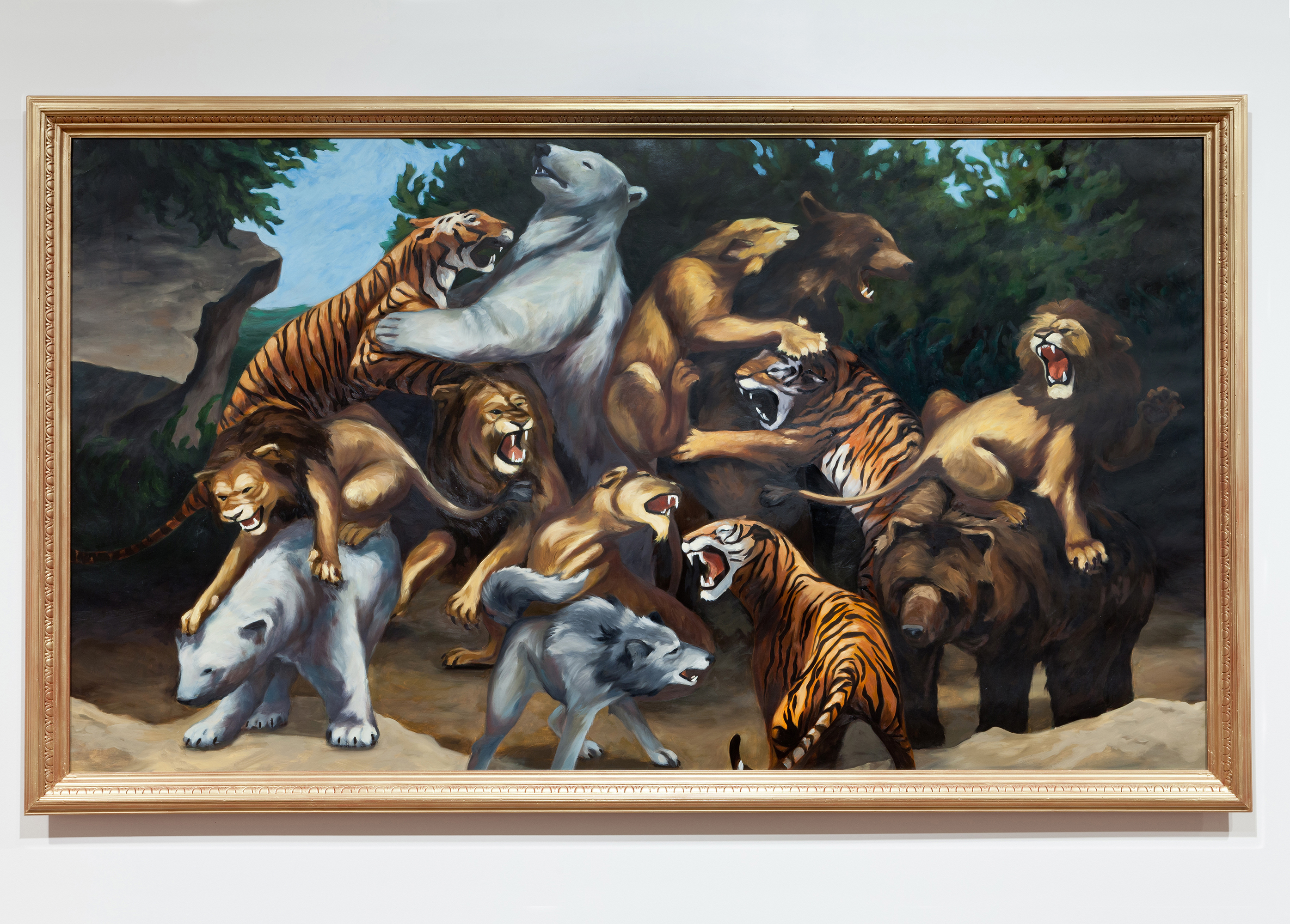 "Les Combat des Predateurs (Homage to Delacroix)" "Men are tigers and wolves pitted against one another." Eugene Delacroix, French 1798-1863