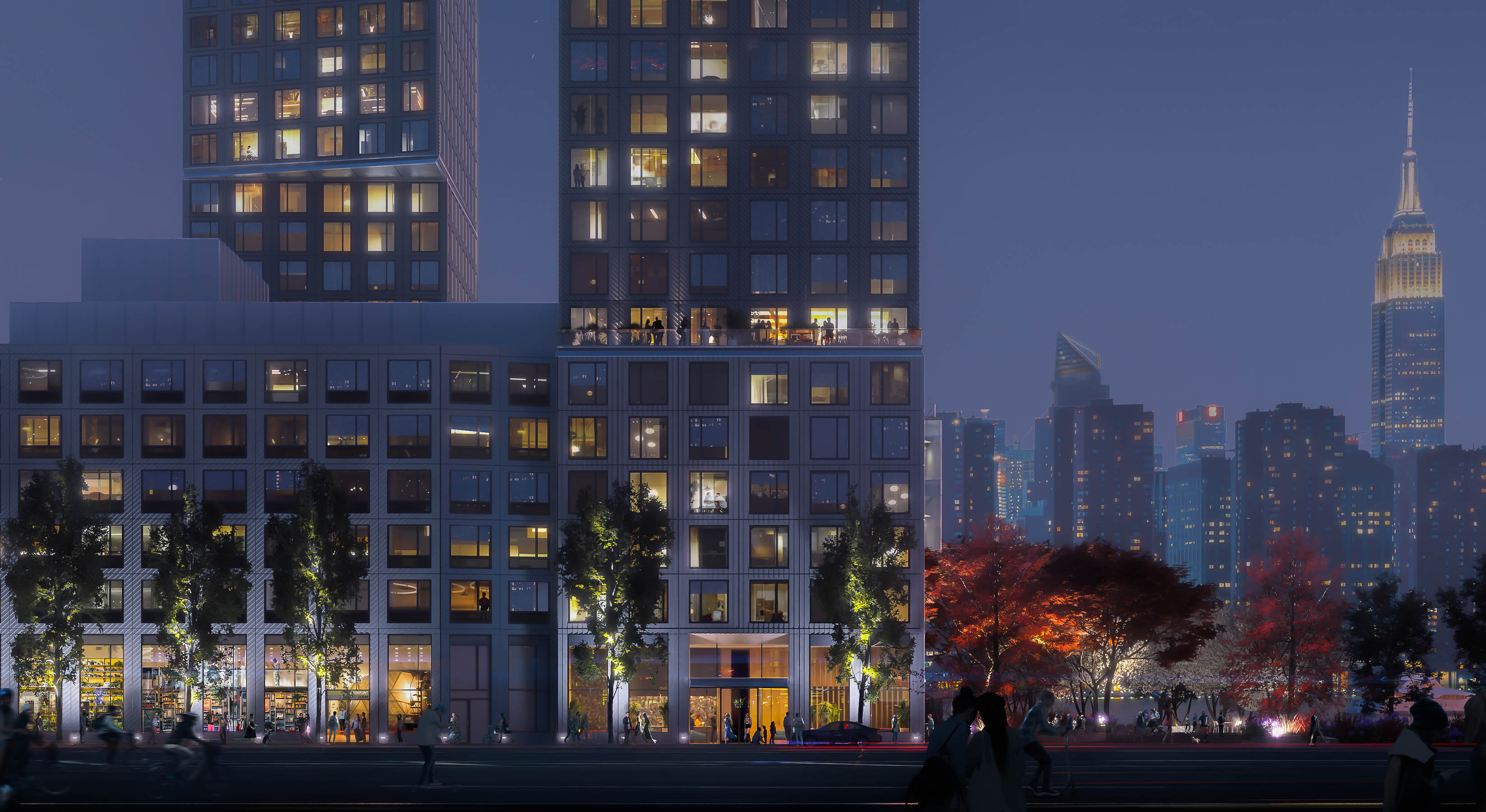 Close-up Rendering of the Eagle + West Towers in Greenpoint Landing, Brooklyn New York by OMA.