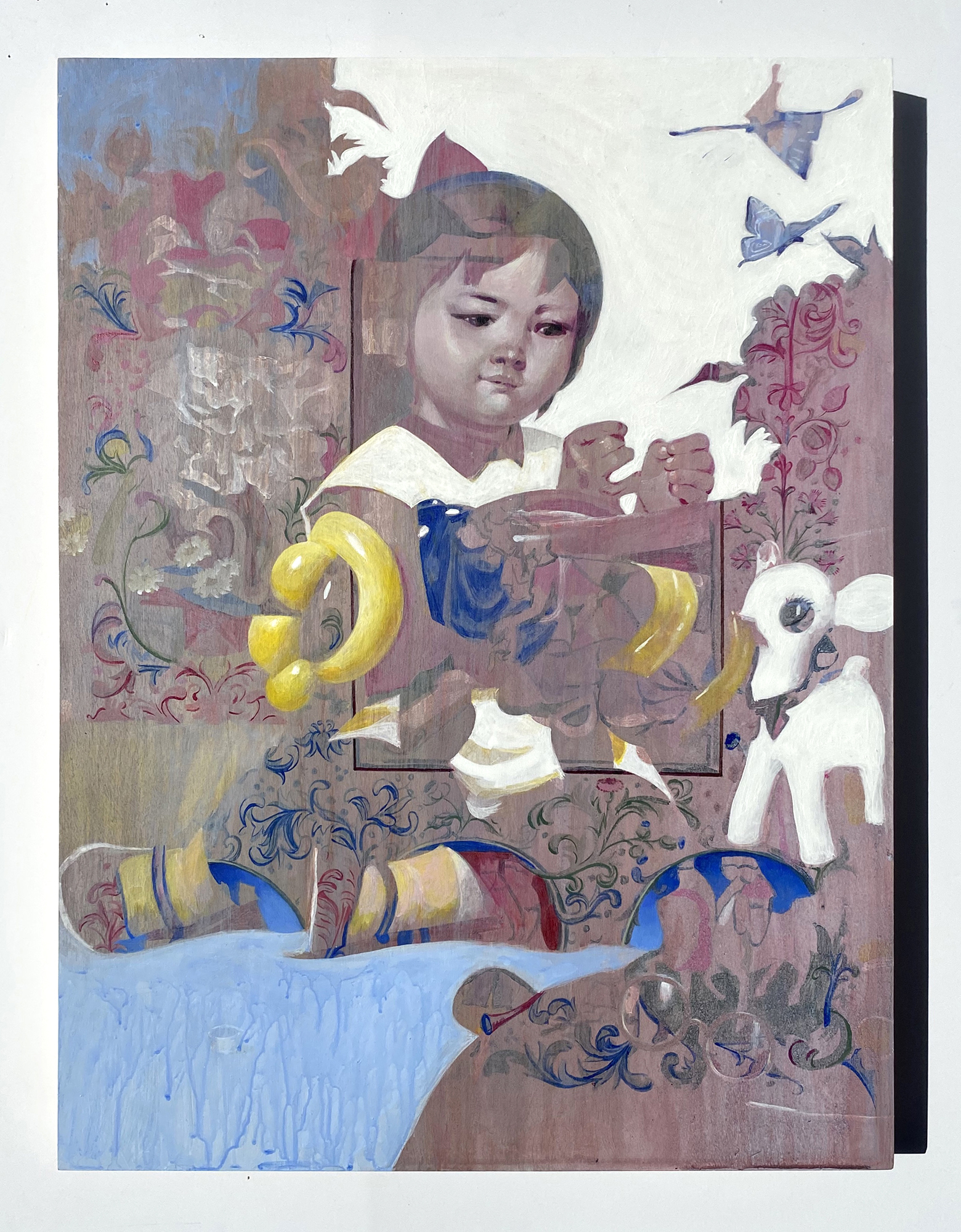 Palimpsest. 2023. Acrylic on wood panel. 18x24"