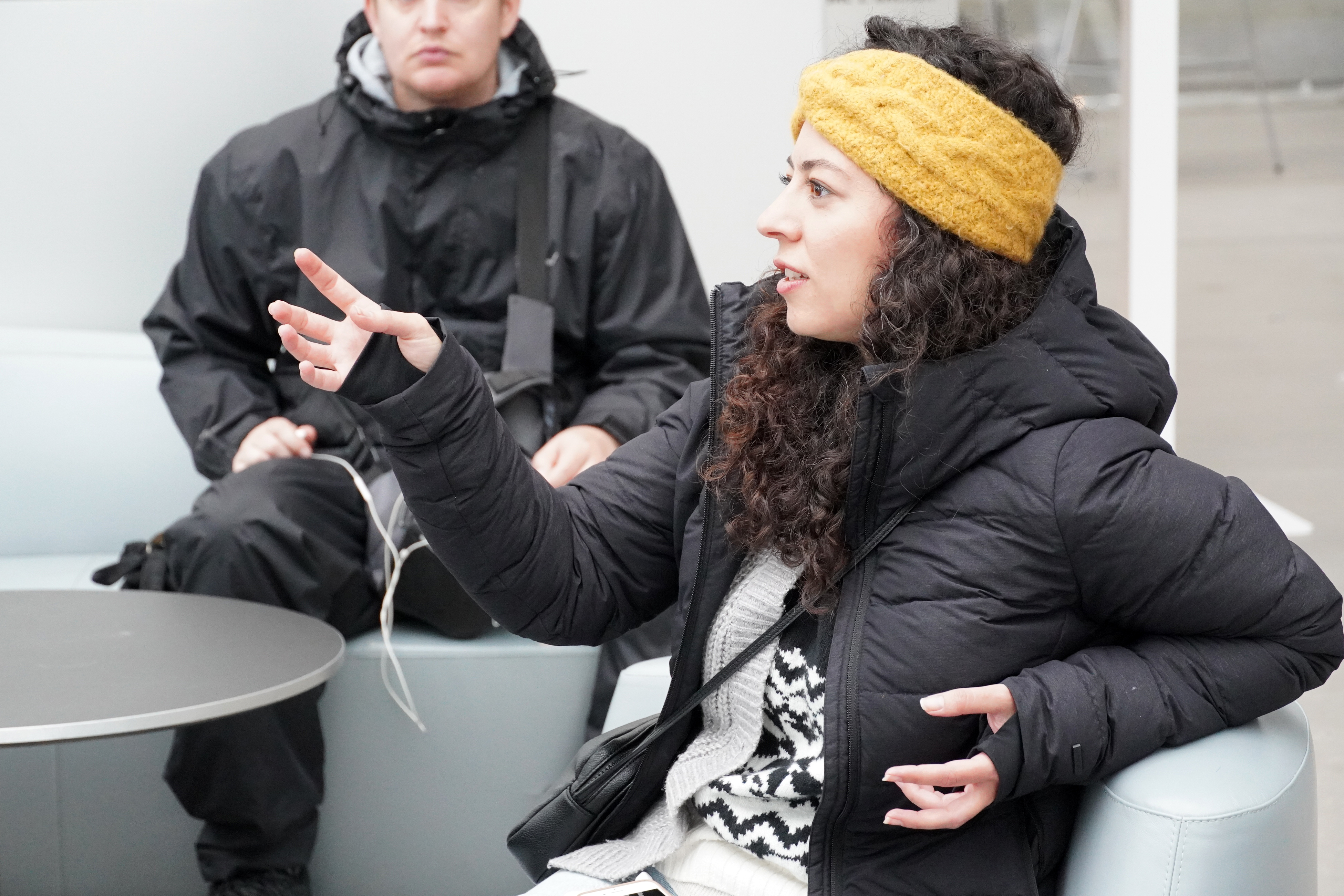 Documentation of performative sound walk as part of Bodies of Waves by Razan Sabbagh, Aalborg Harbour, Aalborg, 2023. (photocredit: Noah Holtegaard)