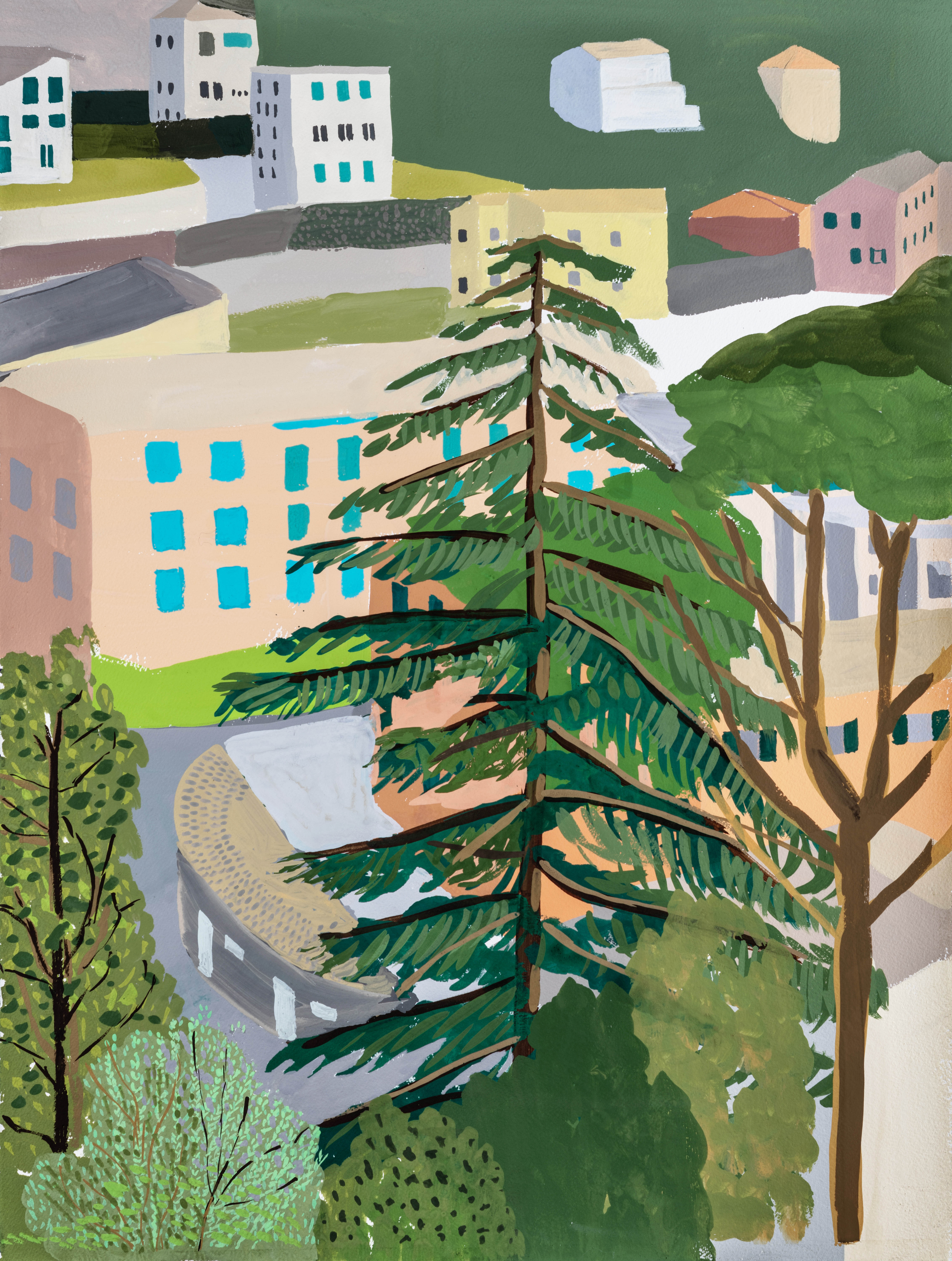 St. Michele Hills, Gouache on paper, 61 x 46 cm, 2023