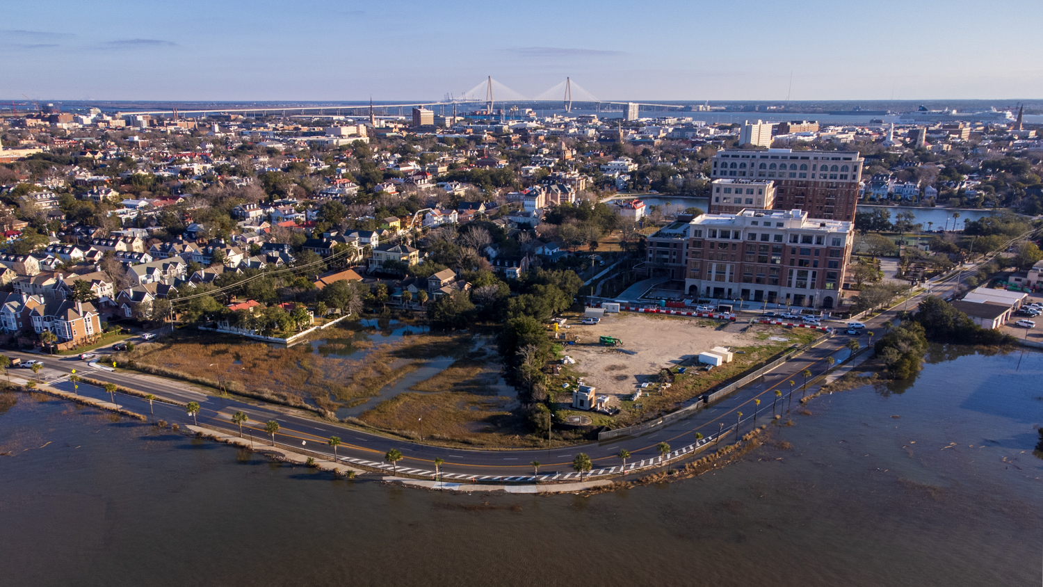 Tidal flooding at Lockwood Drive and Broad Street, January 2022