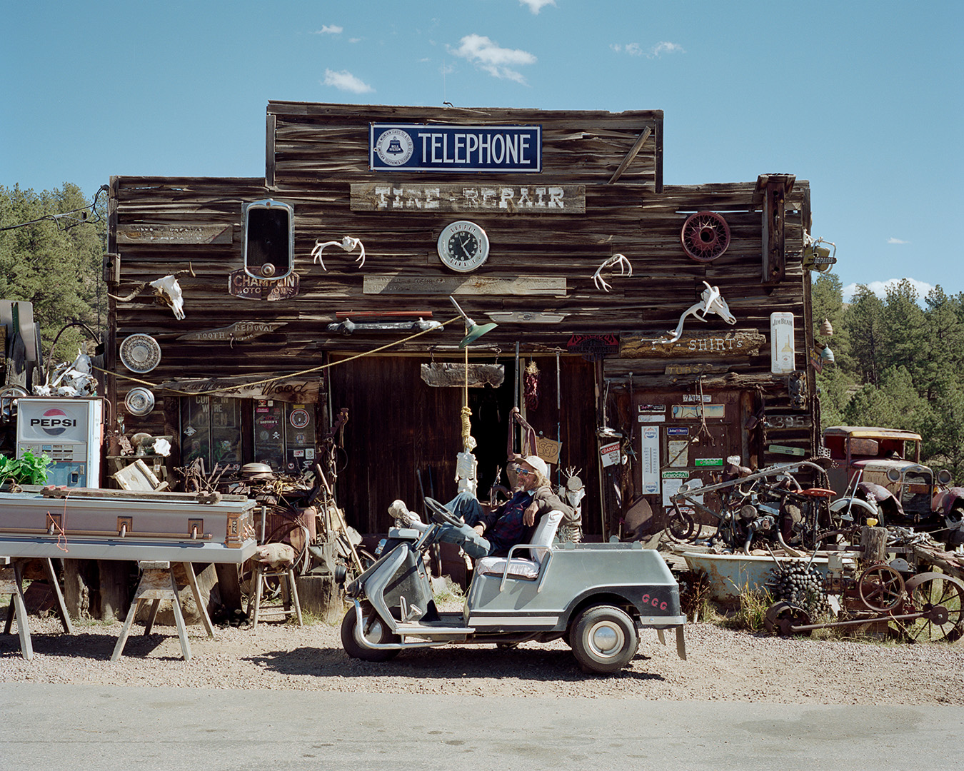 Guffey, Colorado. Charles Morielli is the guardian of this curious exhibition of sundries in Guffey, a little town entirely devoted to antiques. The items are often not on sale and they belong to the american western tradition