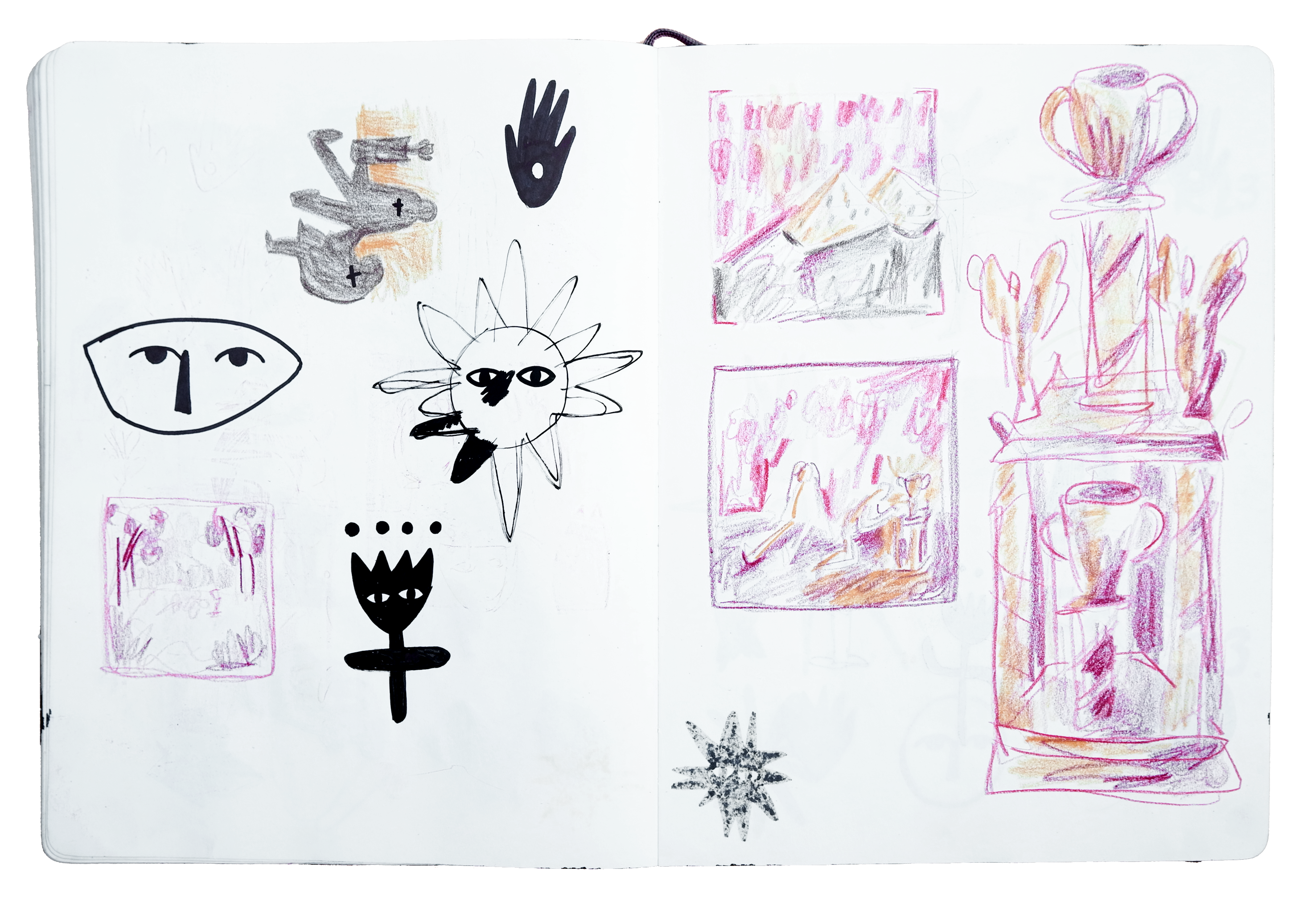 Sketches on paper, 2022-2023. Variable dimensions