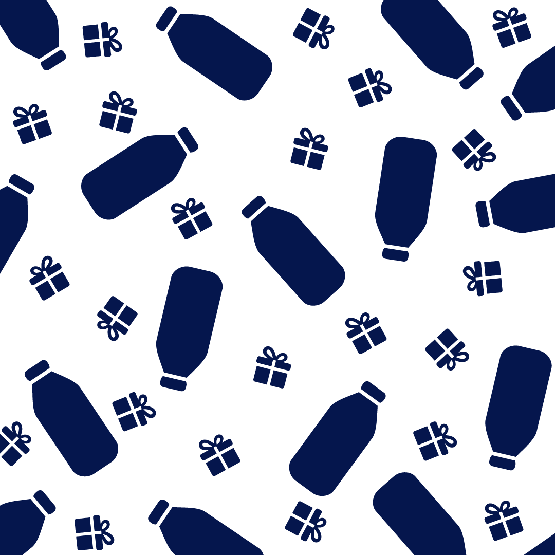 Pattern design for the vacuum bottle, featuring vacuum bottle icons alongside decorative gift icons