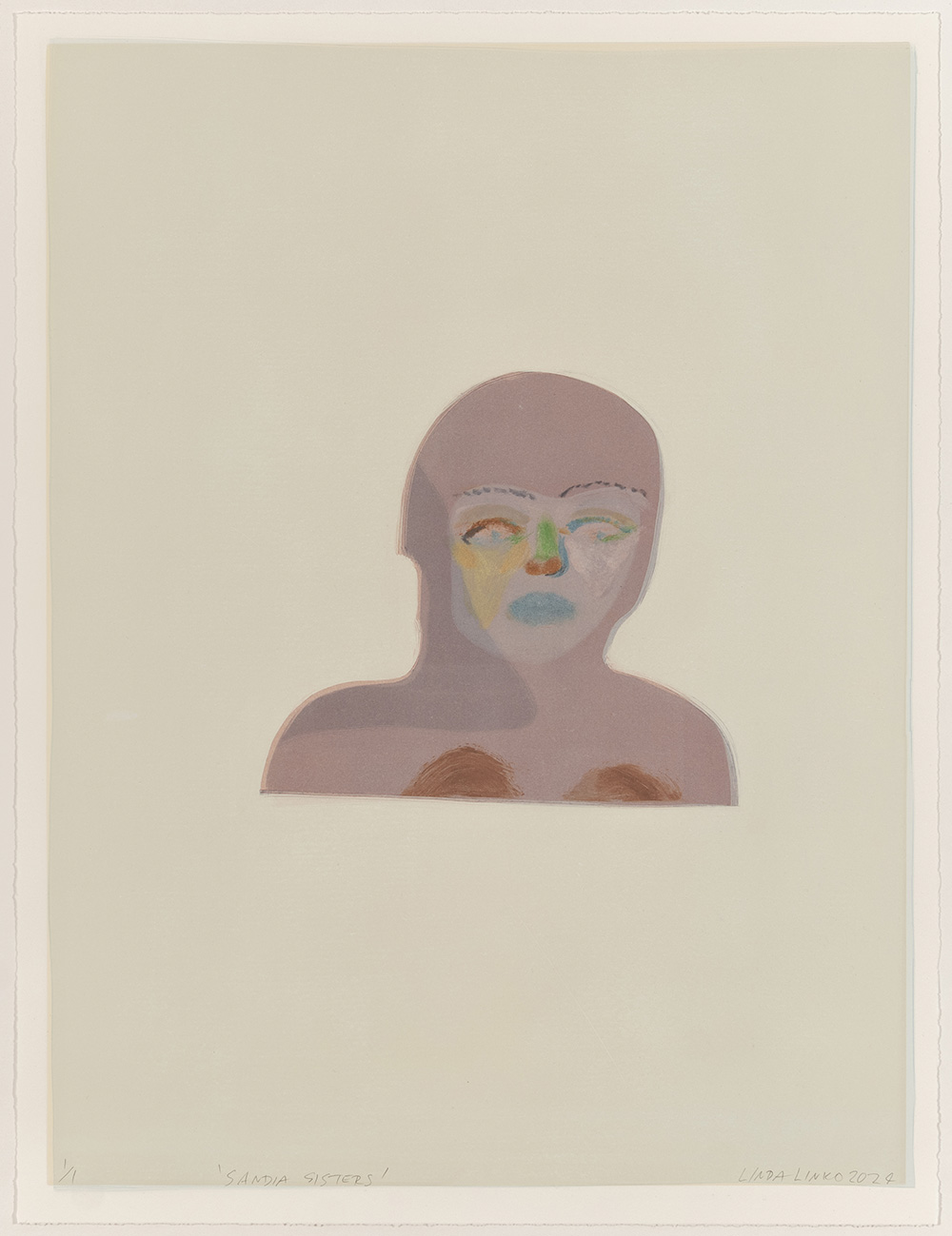 'Sandia Sisters (2)' - Monotype print on paper, 64 x 49 cm