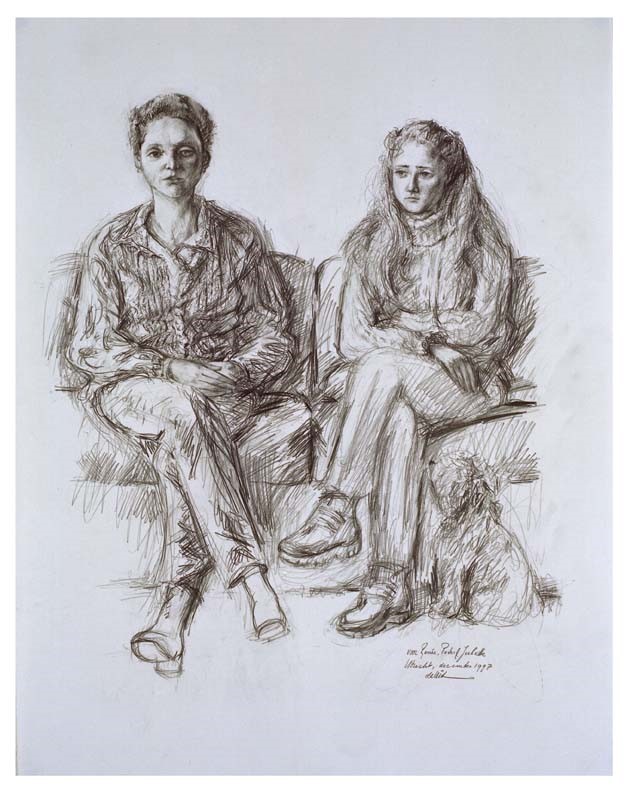 Renée en Juliette 1997 - pencil 50x45 cm