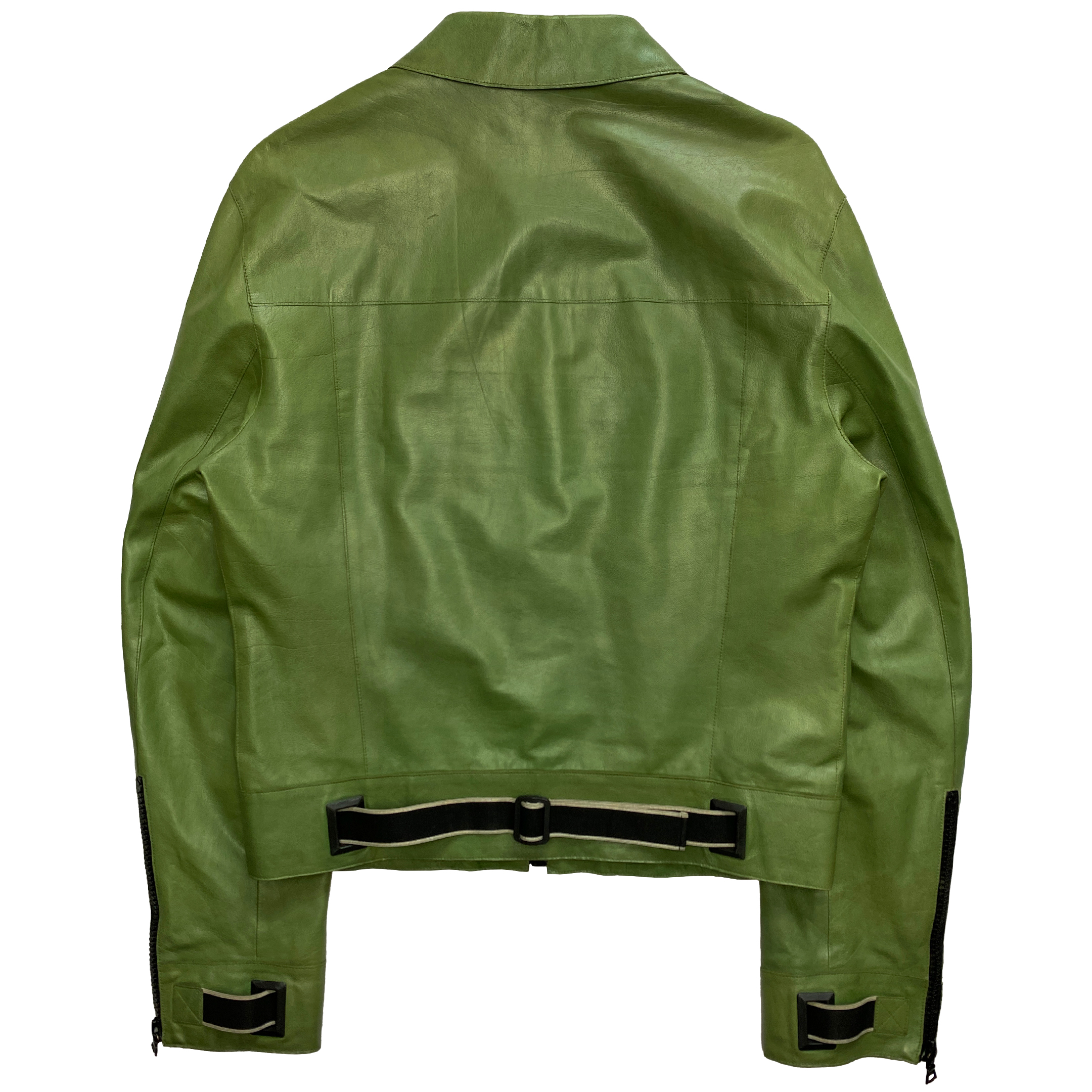 Miu Miu, S/S 2000 Belted Green Leather Zipped Blouson - La Nausée 