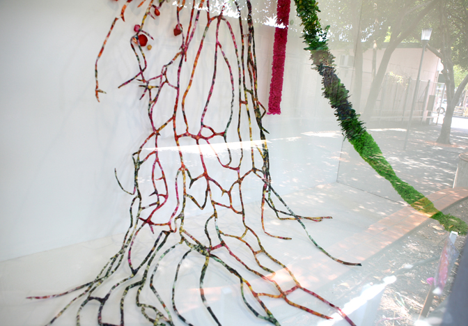 The installation view of 'Left Over Wreath' at NCCA, Darwin. Photography by Fiona Morrison.